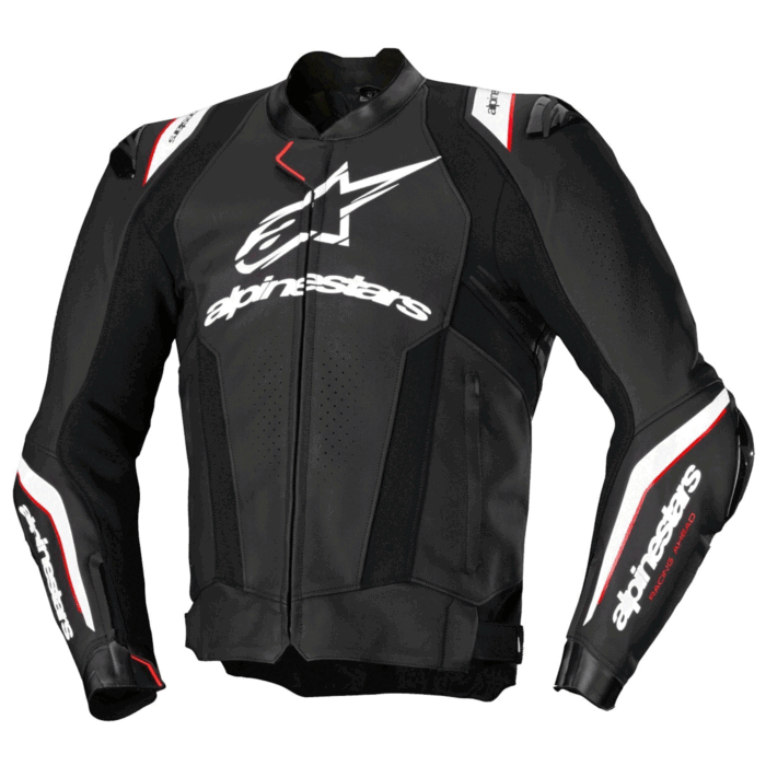 Alpinestars Missile V3 Premium Leather Motorcycle Jacket / Suit - Black, White & Red Fluo