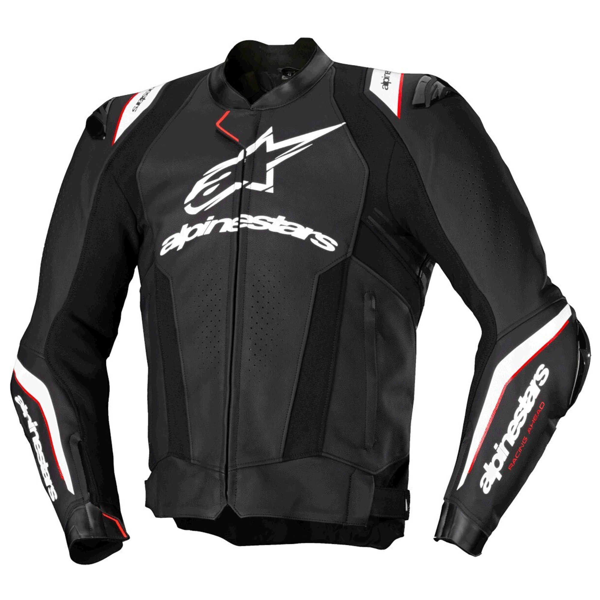 Alpinestars Missile V3 Premium Leather Motorcycle Jacket / Suit - Black, White & Red Fluo