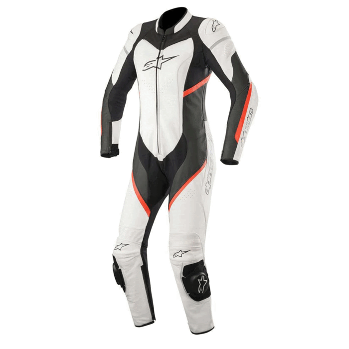 Alpinestars Stella Missile V2 Women's Leather Motorcycle Suit - White, Black & Fluo Red