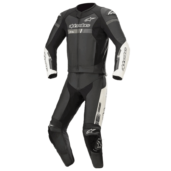 Alpinestars GP Force Chaser Leather Motorcycle Suit - Black, Dark Gray & White