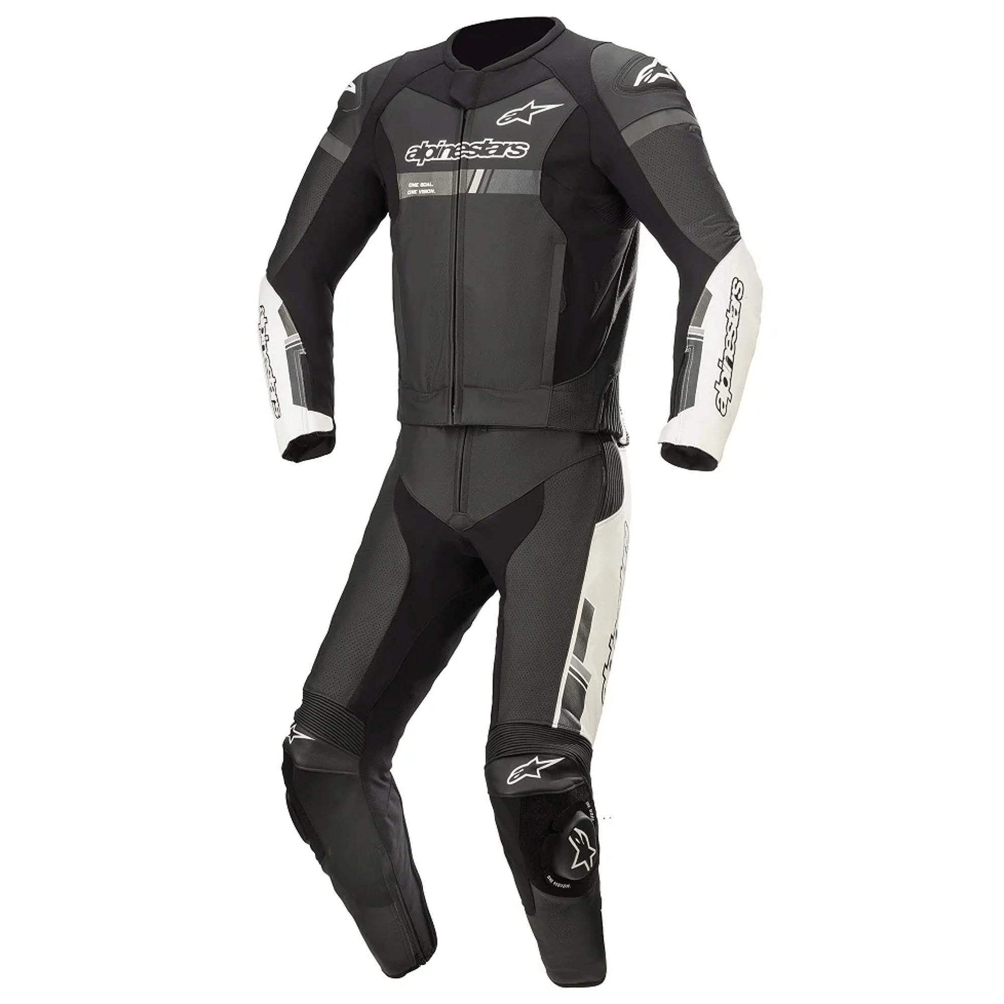 Alpinestars GP Force Chaser Leather Motorcycle Suit - Black, Dark Gray & White