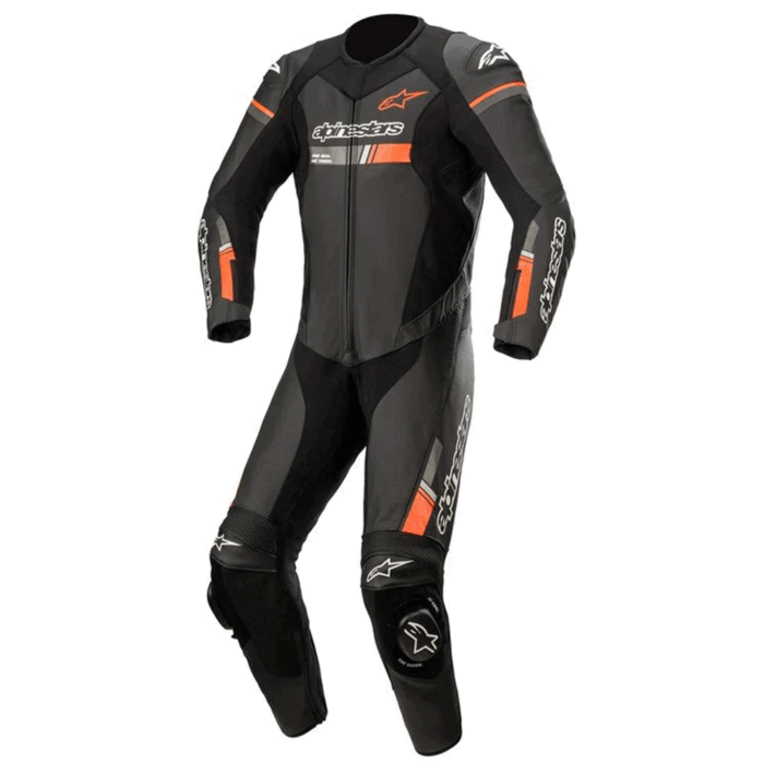 Alpinestars GP Force Chaser Leather Motorcycle Suit - Black, Dark Gray & Fluo Orange