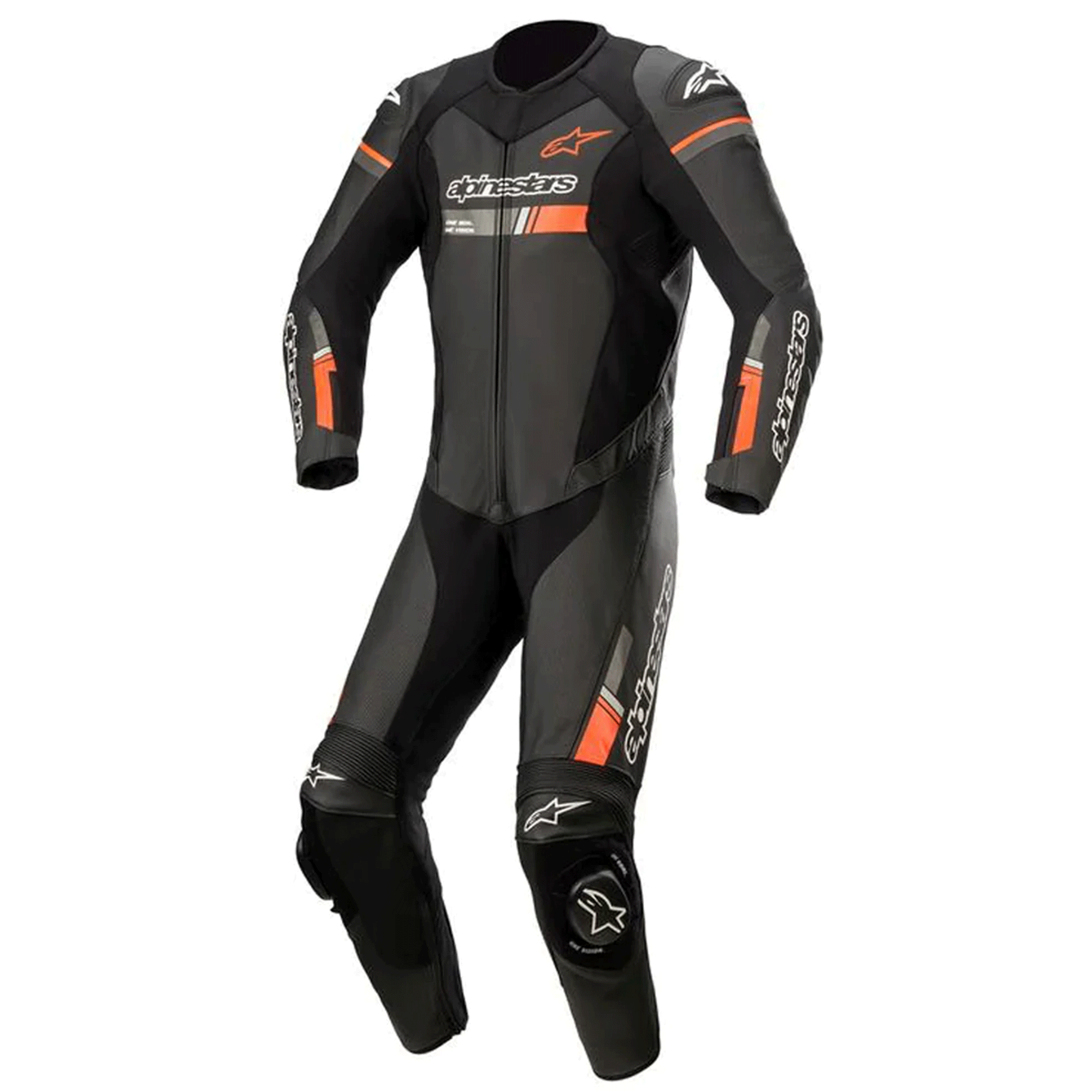 Alpinestars GP Force Chaser Leather Motorcycle Suit - Black, Dark Gray & Fluo Orange