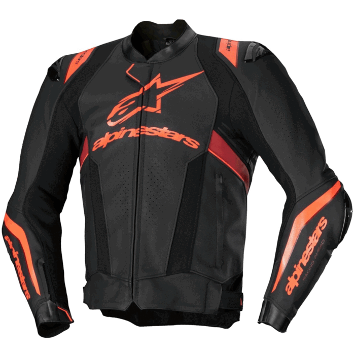 Alpinestars Missile Ignition V3 Premium Leather Motorcycle Jacket / Suit - Black & Fluo Red