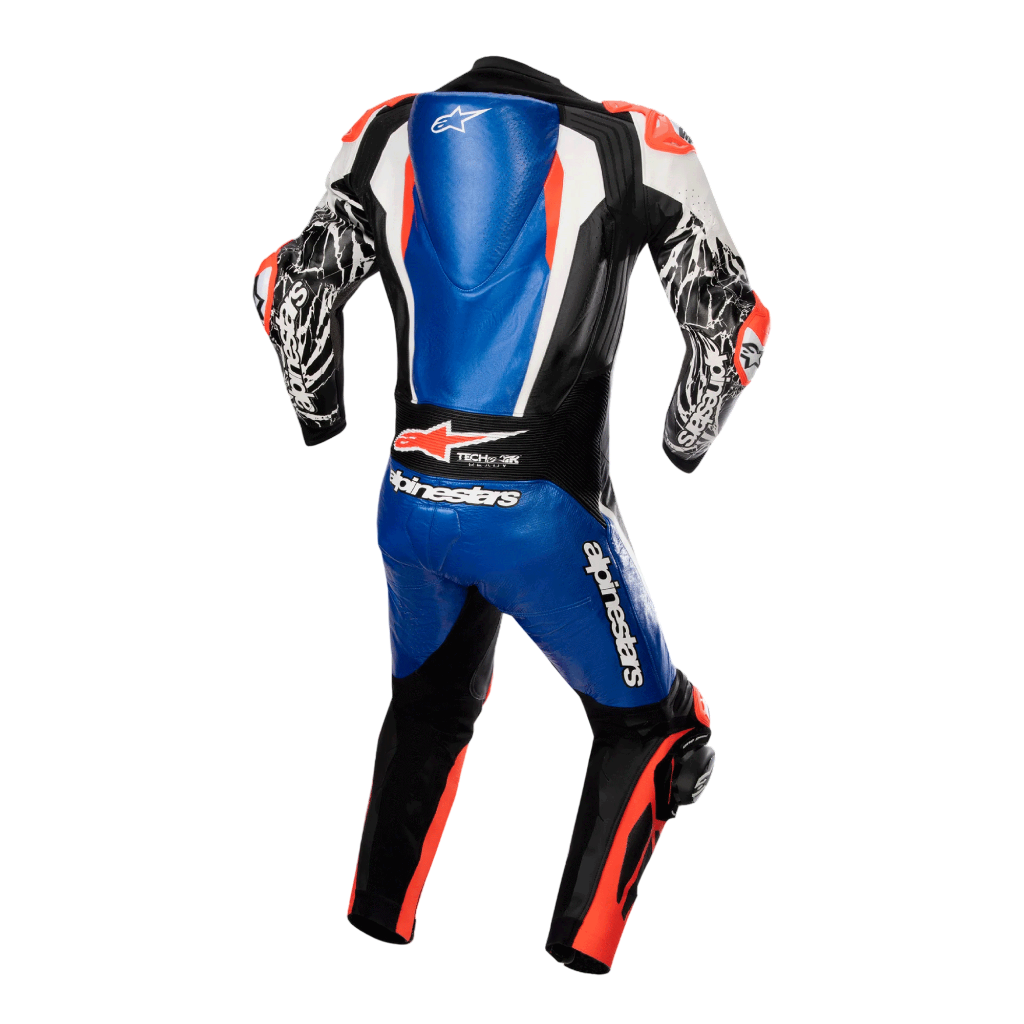 Alpinestars Racing Absolute V2 Professional Motorcycle Leather Suit - Blue, Black & Fluo Red - Image 2