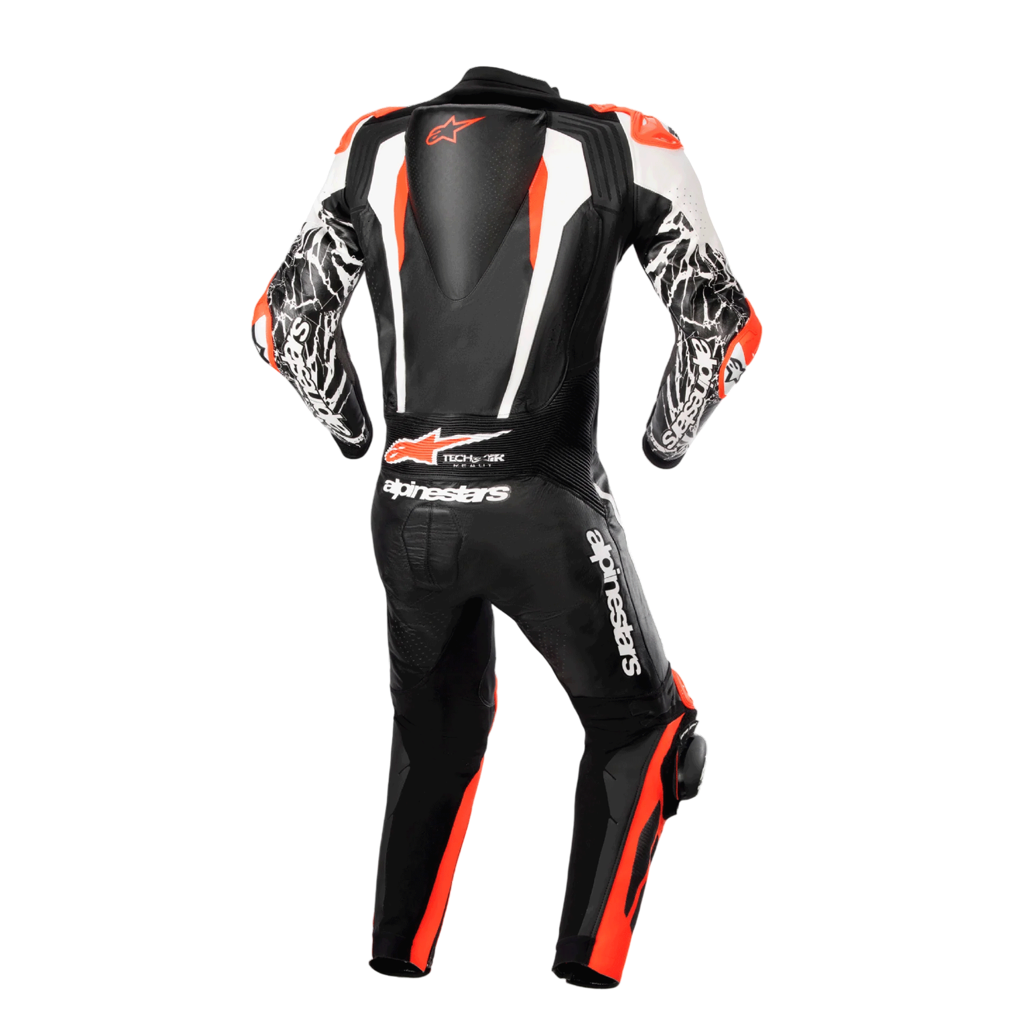 Alpinestars Racing Absolute V2 Professional Motorcycle Leather Suit - Black, White & Fluo Red - Image 2