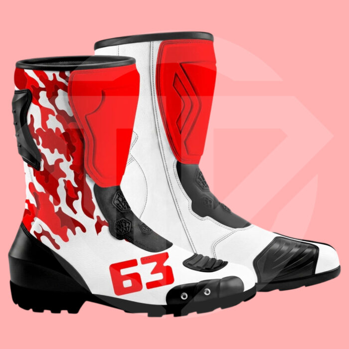 Francesco Bagnaia MotoGP 2026 Ducati Replica Leather Racing Boots