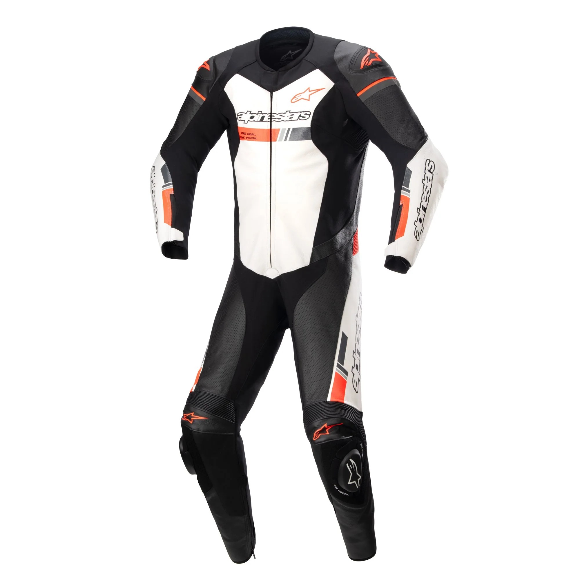 Alpinestars GP Force Chaser Leather Motorcycle Suit - Black, White & Fluo Red