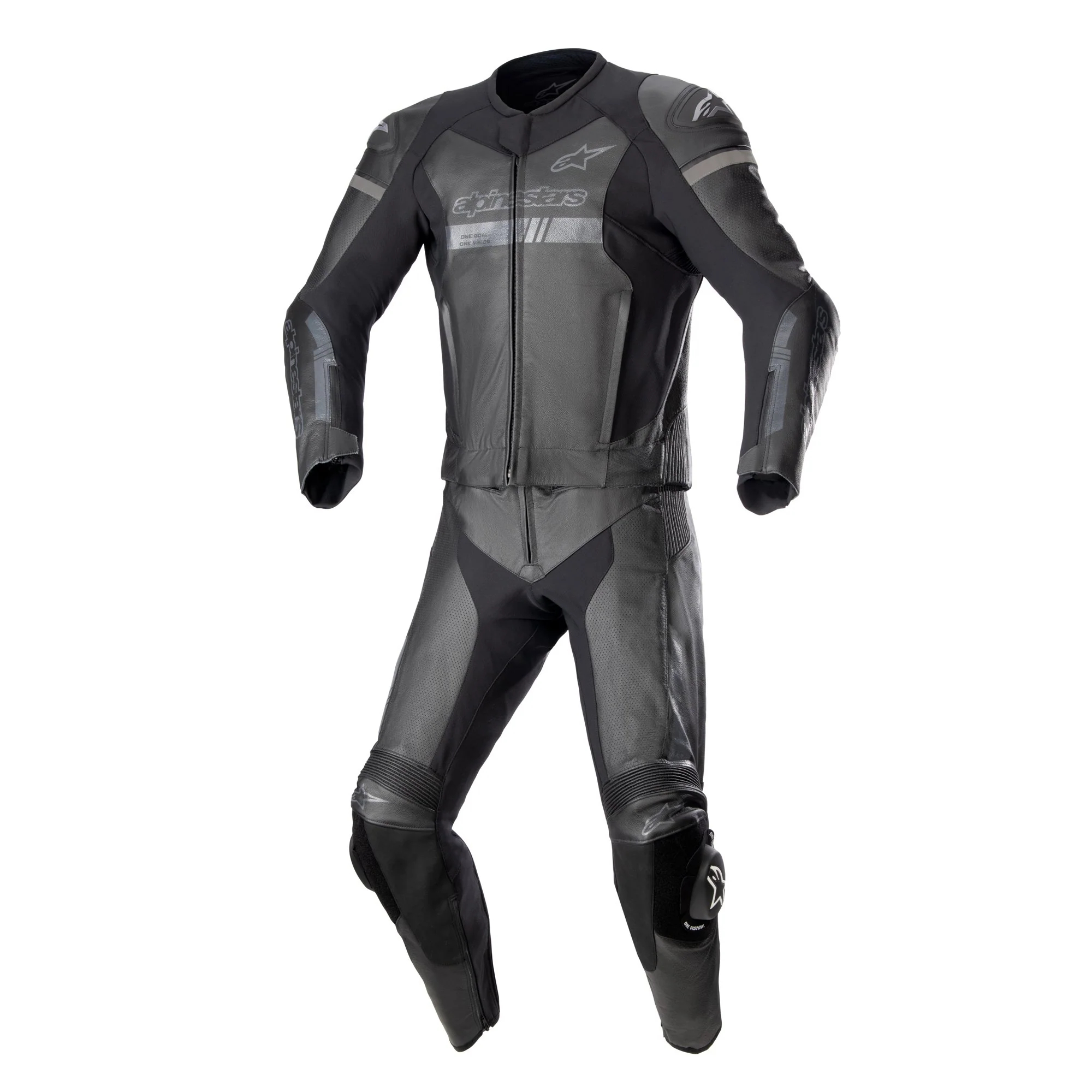 Alpinestars GP Force Chaser Leather Motorcycle Suit - Matte Black & Dark Gray