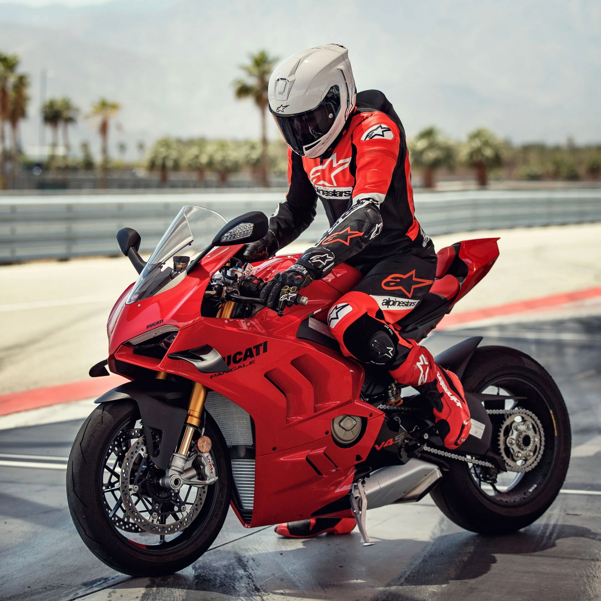 Alpinestars GP Force Ignition Leather Motorcycle Suit - Black, White & Fluo Red - Image 2