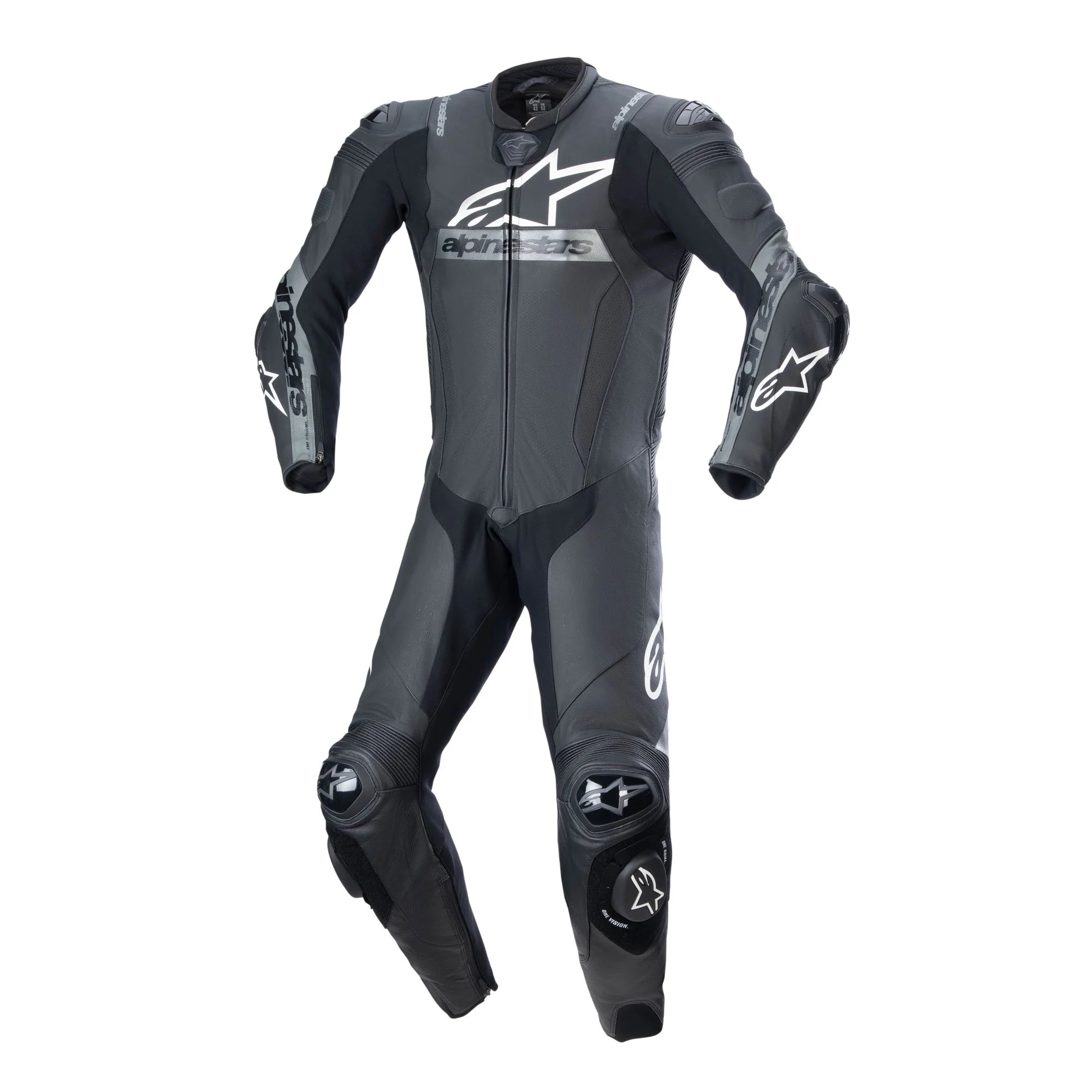 Alpinestars GP Force Phantom Leather Motorcycle Suit - Matte Black & Dark Gray