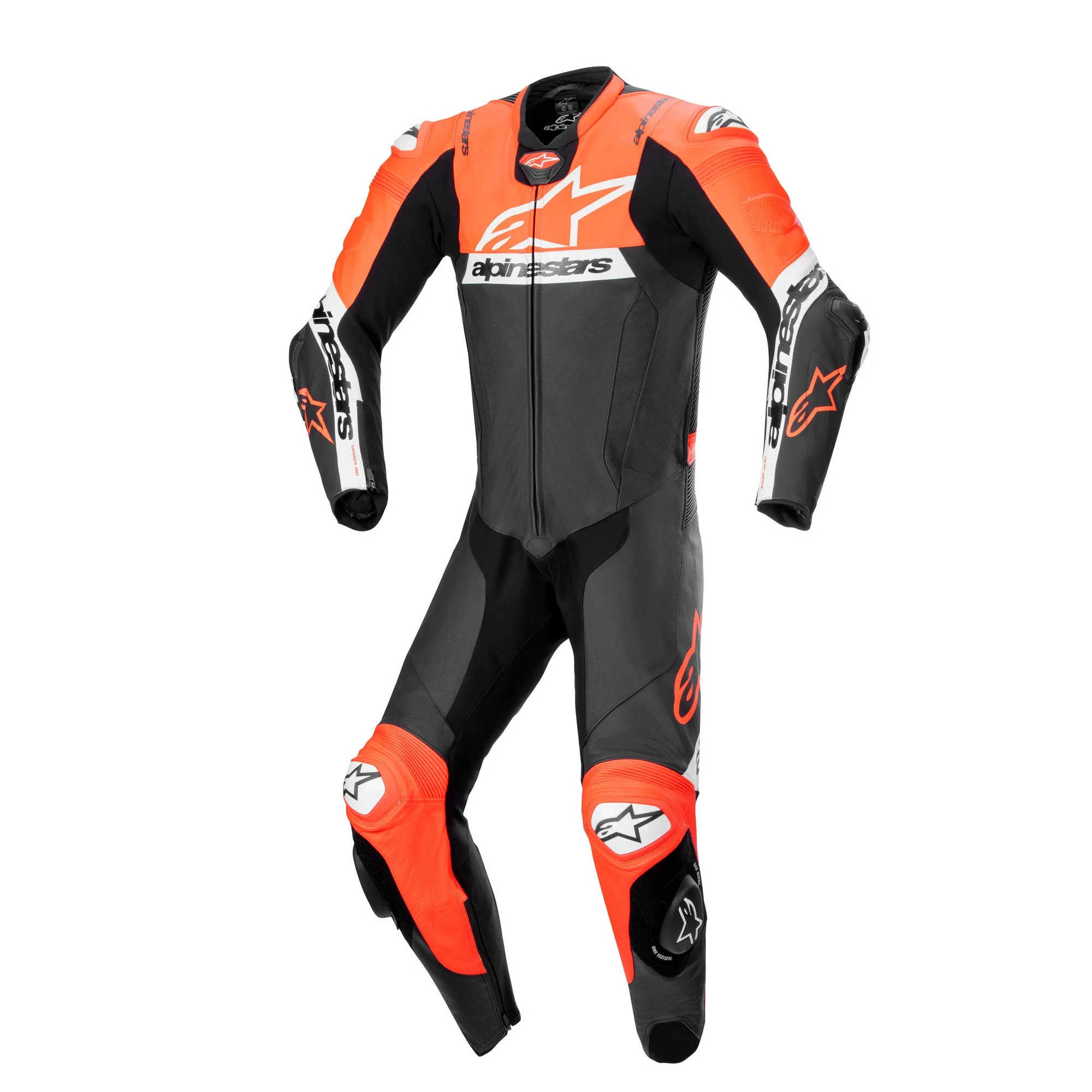 Alpinestars GP Force Ignition Leather Motorcycle Suit - Black, White & Fluo Red