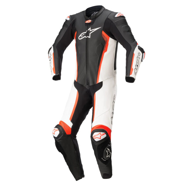 Alpinestars GP Force Chaser Leather Motorcycle Suit - Black, White & Fluo Red