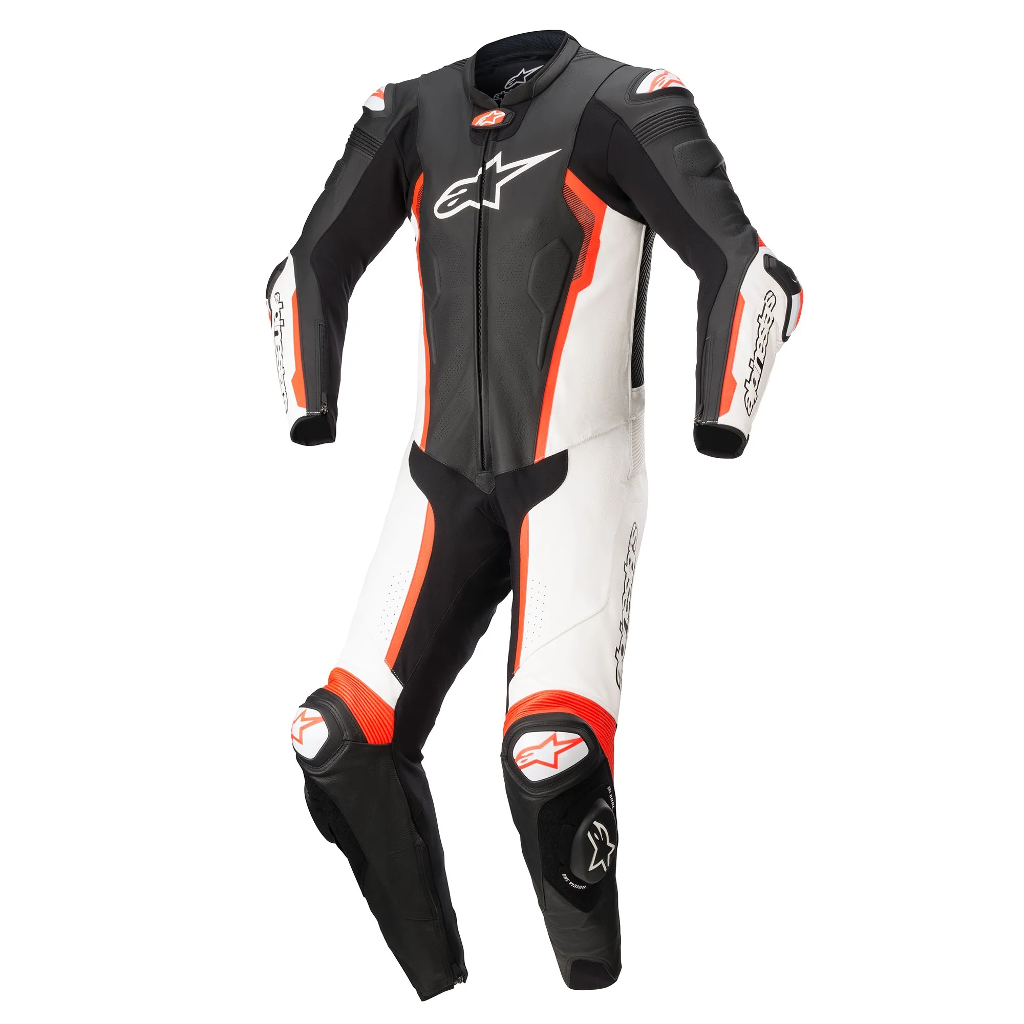 Alpinestars GP Force Chaser Leather Motorcycle Suit - Black, White & Fluo Red