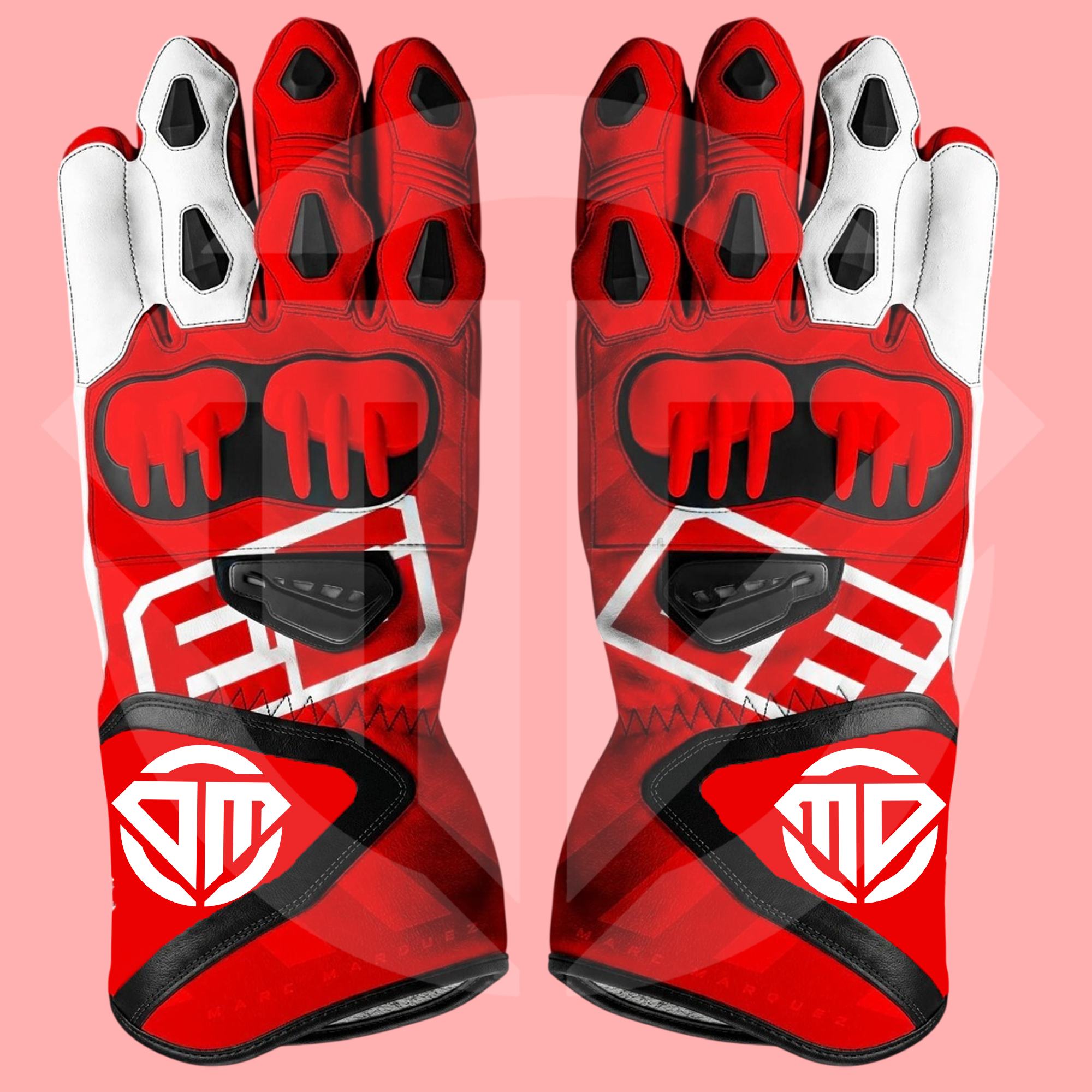 Marc Marquez MotoGP 2026 Ducati Replica Leather Racing Gloves - Image 2