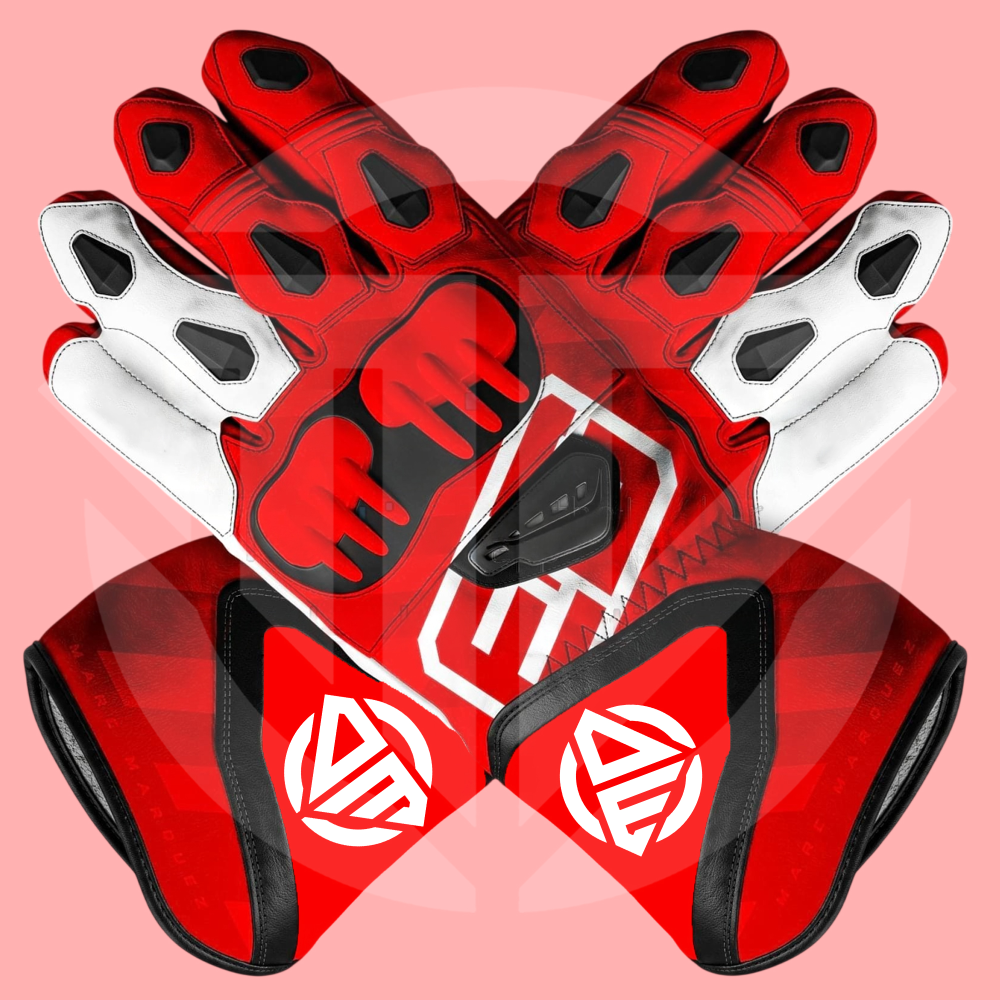 Marc Marquez MotoGP 2026 Ducati Replica Leather Racing Gloves