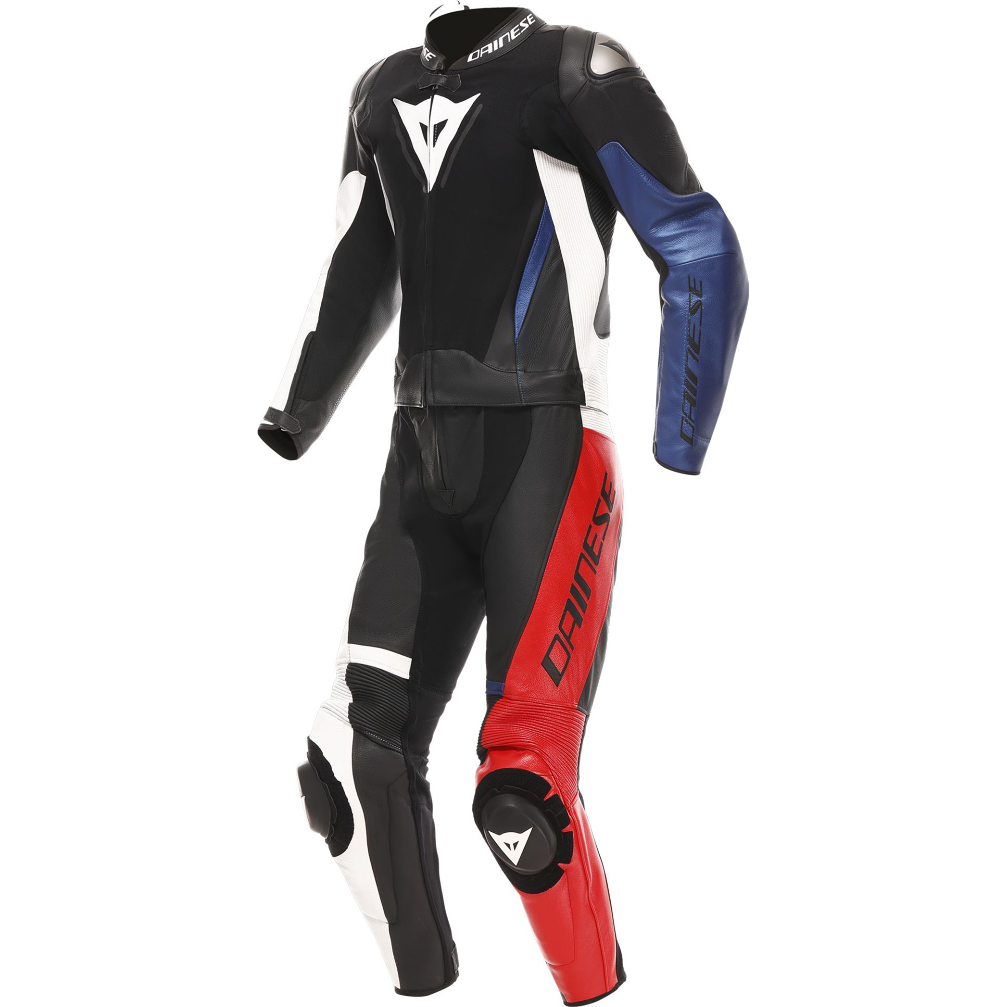 Dainese Demon Sprint 2-Piece Motorcycle Leather Suit - Black, White, Red & Blue