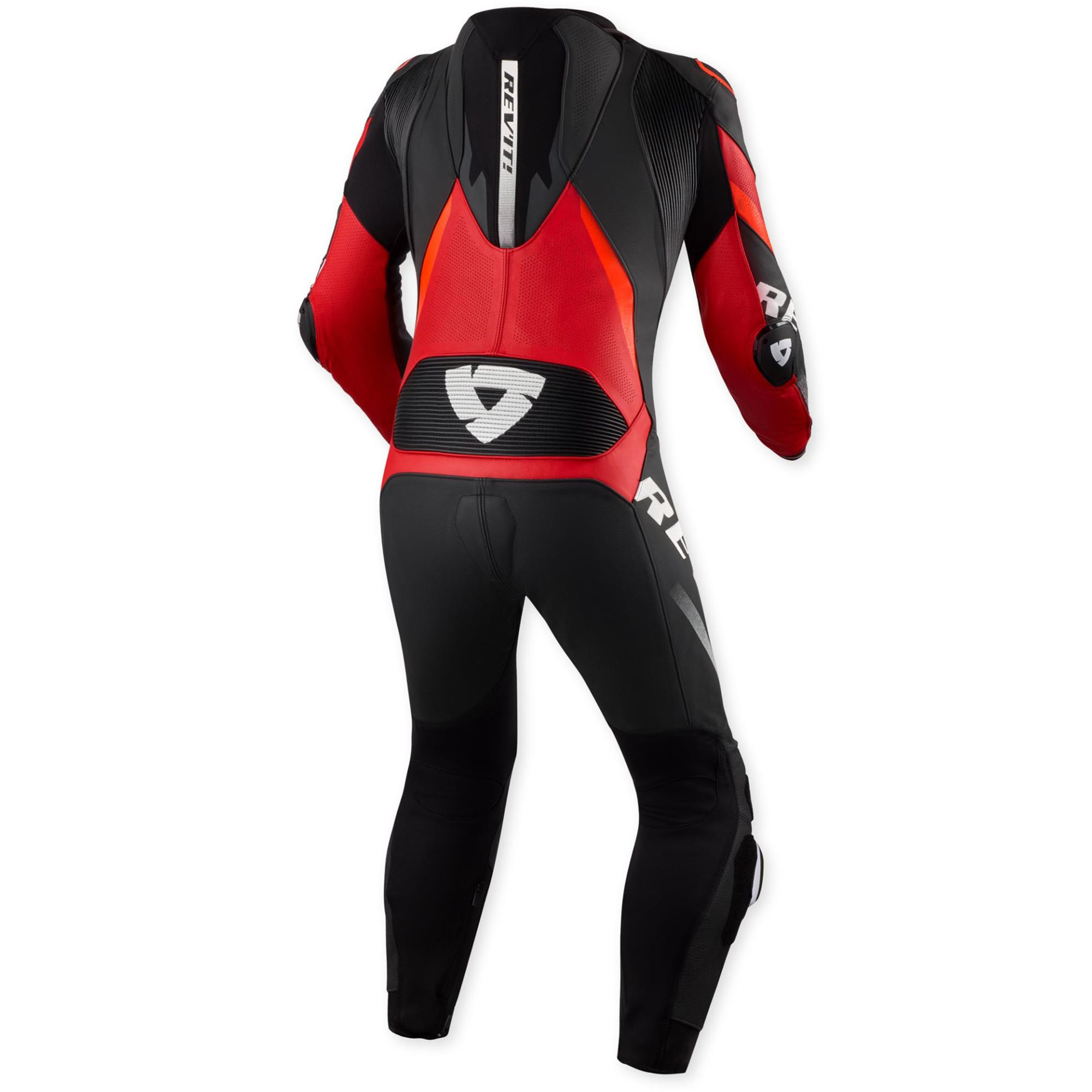 REV'IT! Hyperspeed 3 Perforated One-Piece Motorcycle Leather Suit - Black & Neon Red Edition - Image 2