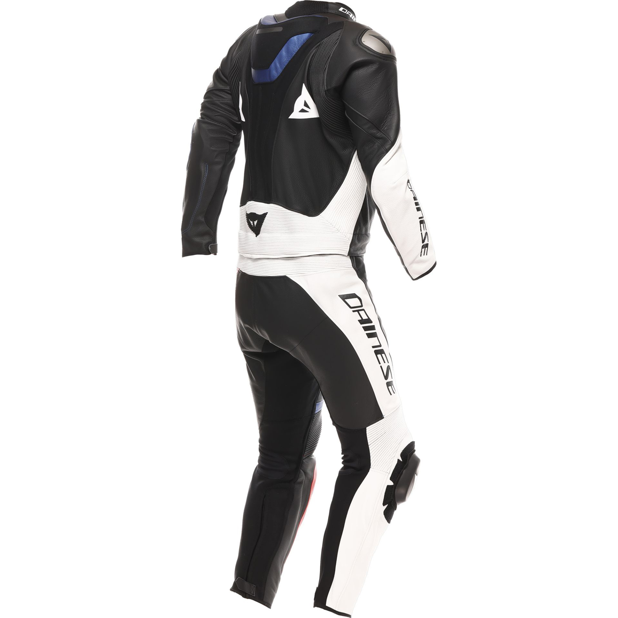 Dainese Demon Sprint 2-Piece Motorcycle Leather Suit - Black, White, Red & Blue - Image 2