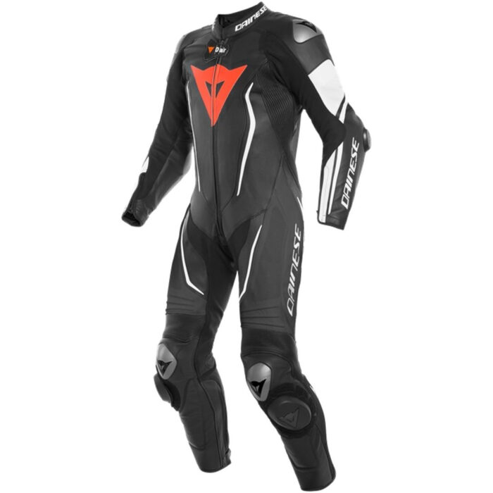Dainese Misano 2 D-Air® Perforated One-Piece Motorcycle Leather Suit - Stealth Black & White