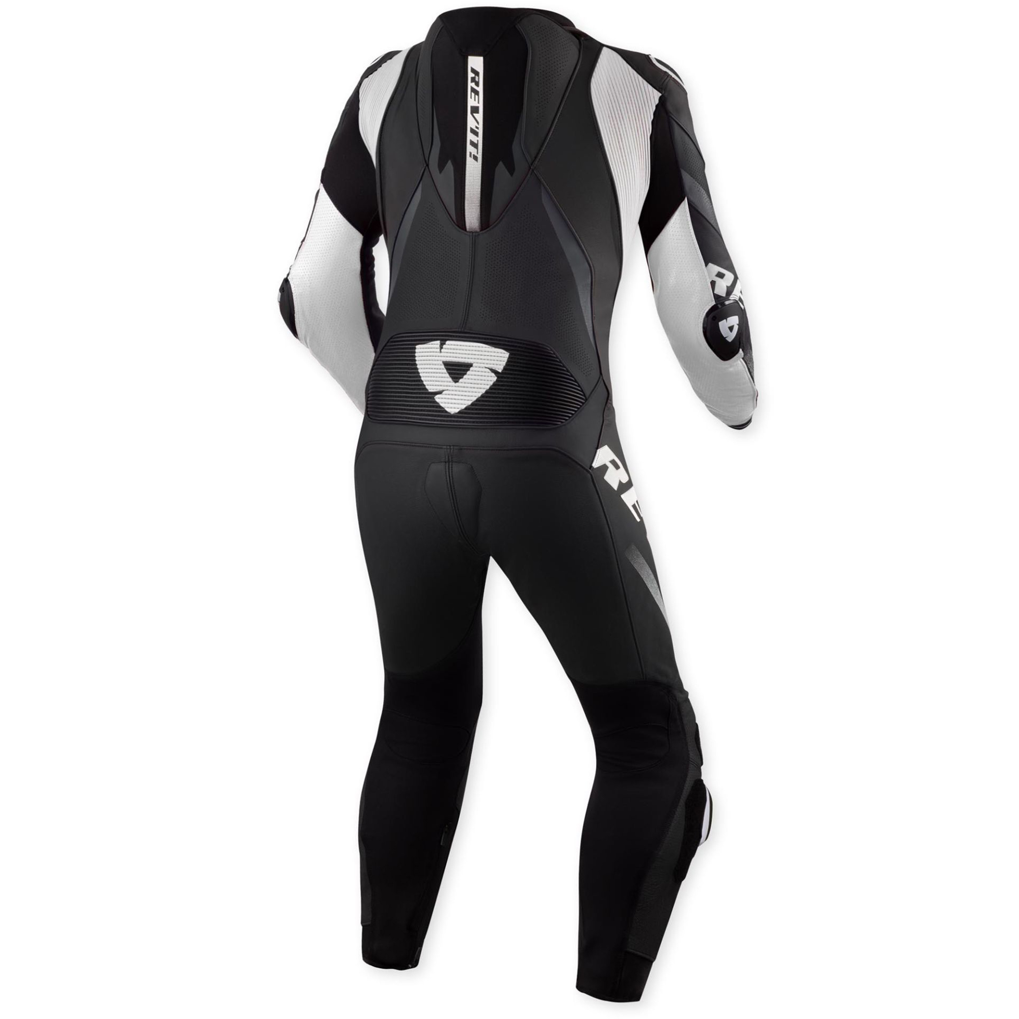 REV'IT! Hyperspeed 3 Perforated One-Piece Motorcycle Leather Suit - Monochromatic Black & White Edition - Image 2