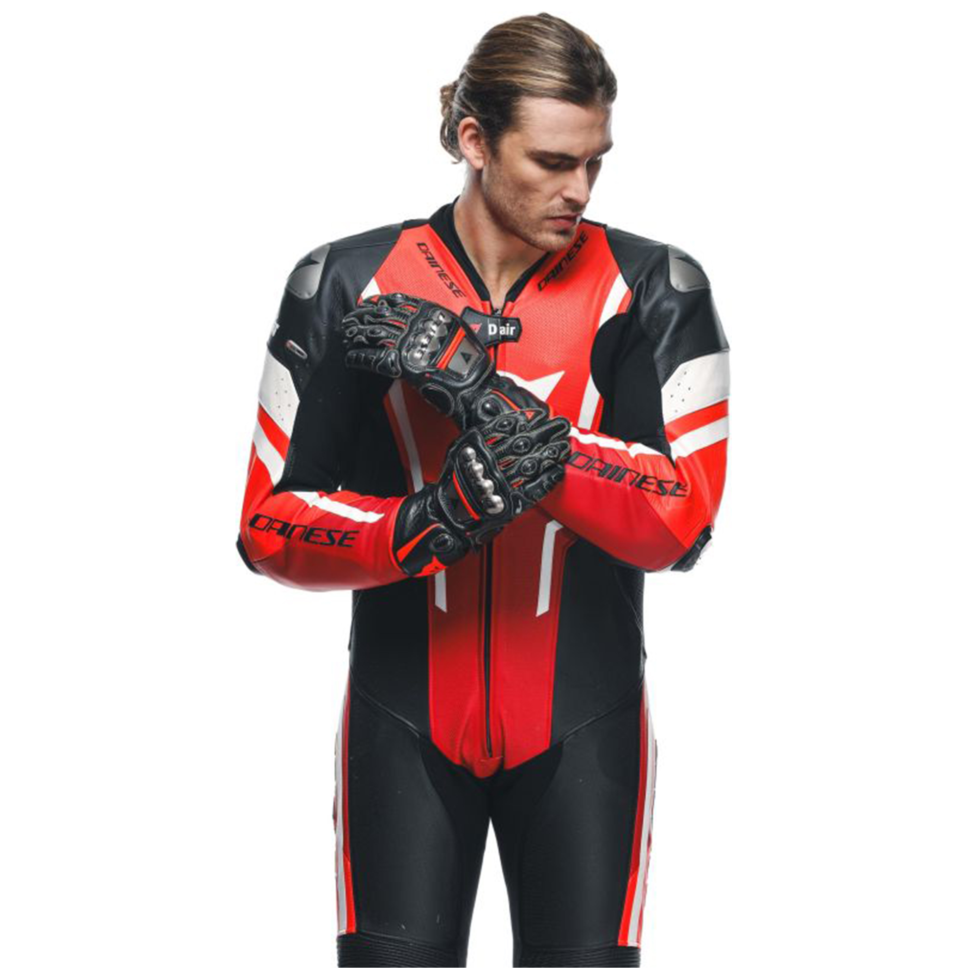 Dainese Misano 3 D-Air Airbag S26 Perforated One Piece Motorcycle Leather Suit- Black & Red - Image 3