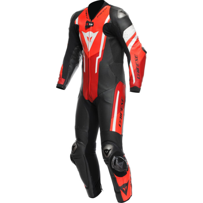 Dainese Misano 3 D-Air Airbag S26 Perforated One Piece Motorcycle Leather Suit- Black & Red