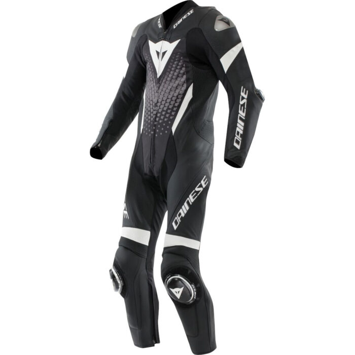 Dainese Laguna Seca 6 S26 One-Piece Motorcycle Leather Suit - Stealth Black & Dark Grey Edition