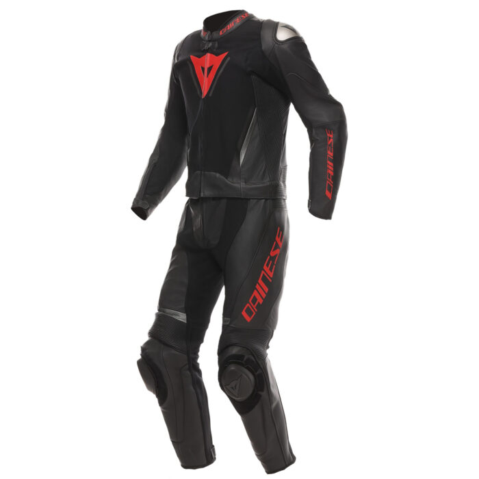 Dainese Demon Sprint 2-Piece Motorcycle Leather Suit - Stealth Black & Racing Red