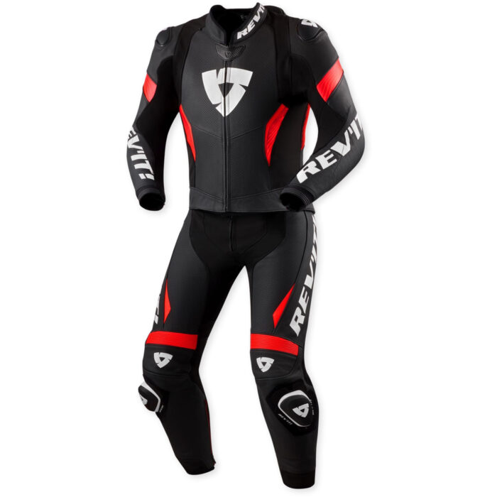 REV'IT! Argon 3 Perforated Two-Piece Motorcycle Leather Suit - Matte Black & Racing Red Edition