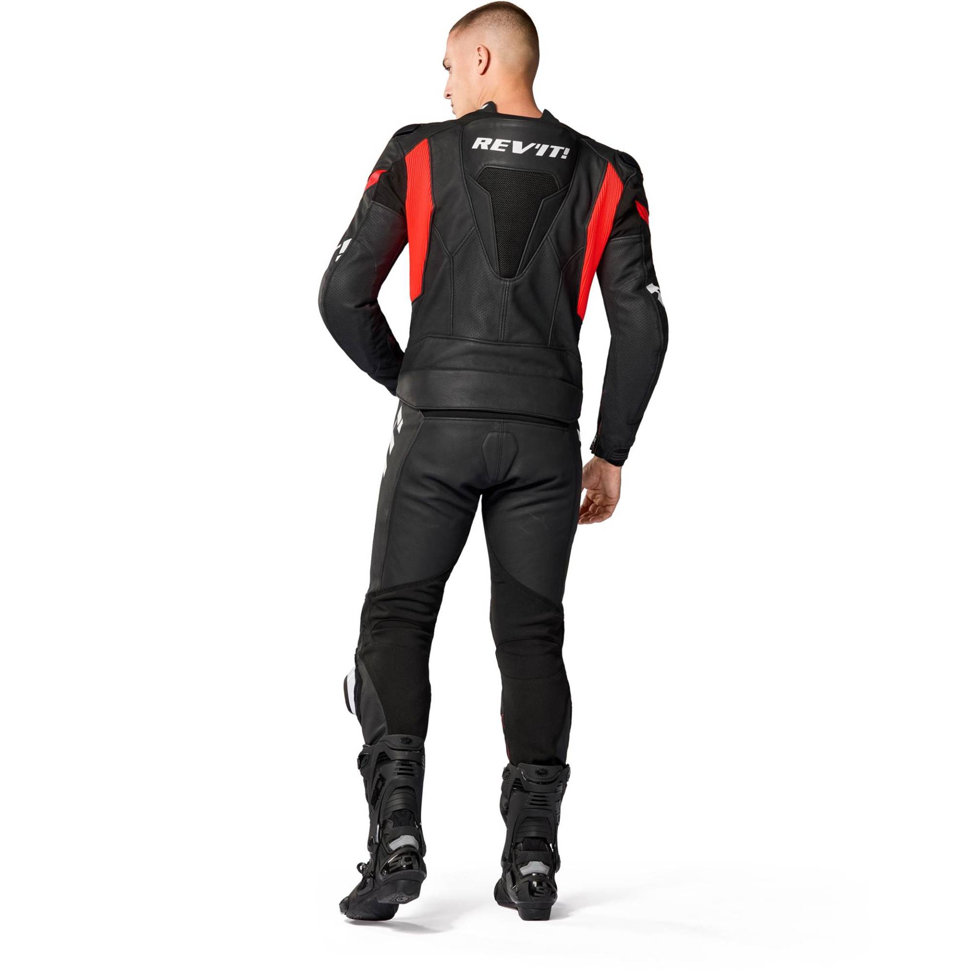 REV'IT! Argon 3 Perforated Two-Piece Motorcycle Leather Suit - Matte Black & Racing Red Edition - Image 4