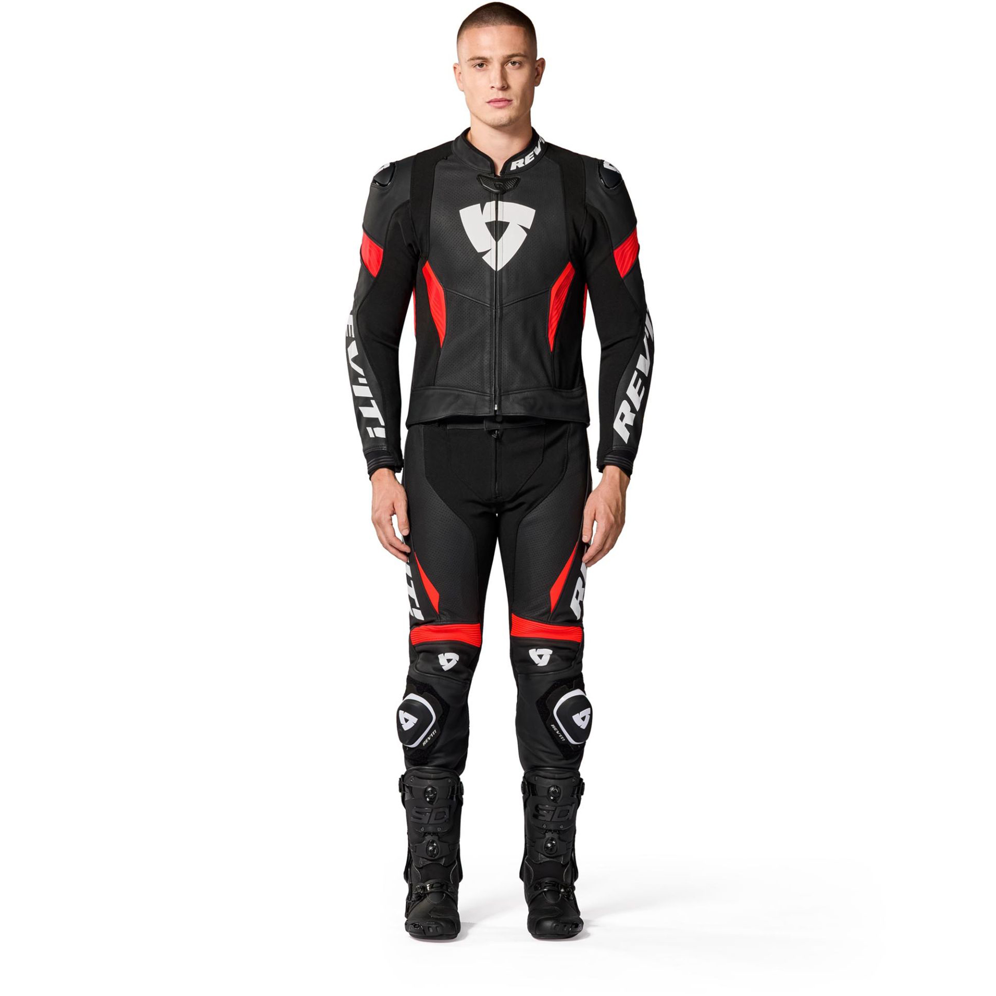 REV'IT! Argon 3 Perforated Two-Piece Motorcycle Leather Suit - Matte Black & Racing Red Edition - Image 3