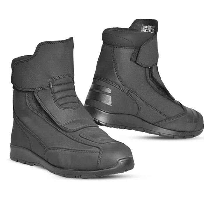 Stealth Leather Short Touring Motorcycle Boots – All-Black Edition