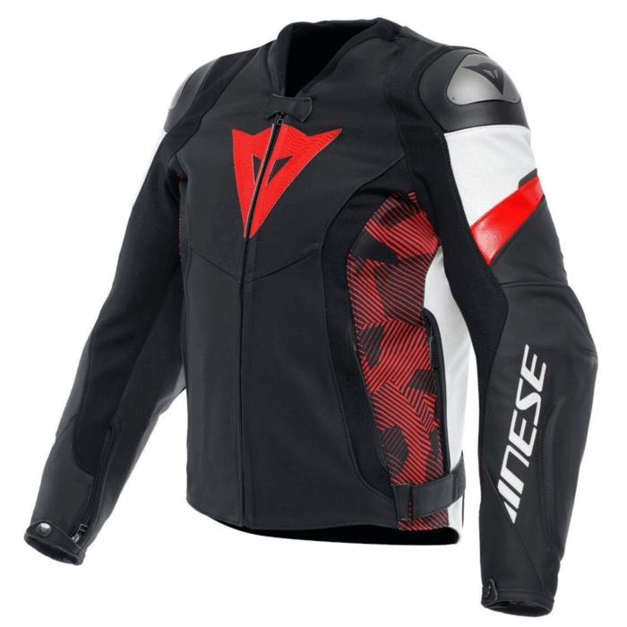 Dainese Racing 4 Leather Motorcycle Jacket Black, White & Red Edition