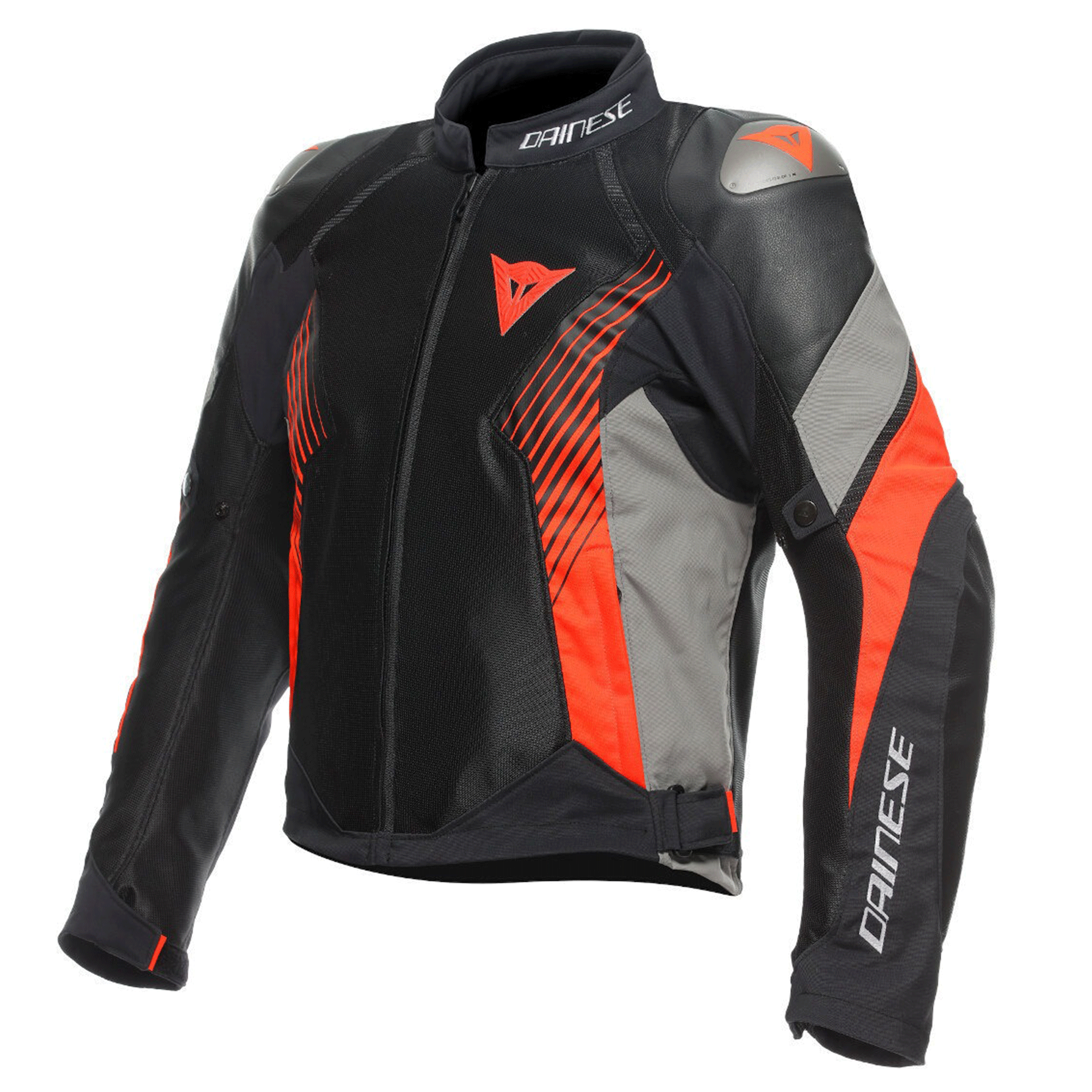 Dainese Super Speed Tex Textile Motorcycle Jacket Black, Grey & Fluo Red Edition