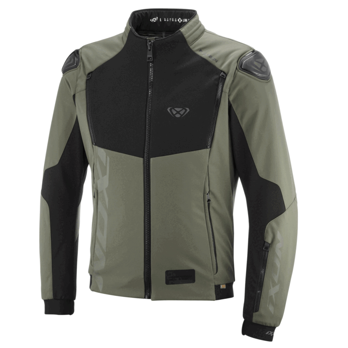 Ixon Fanam Softshell Motorcycle Jacket Khaki Green & Black Edition