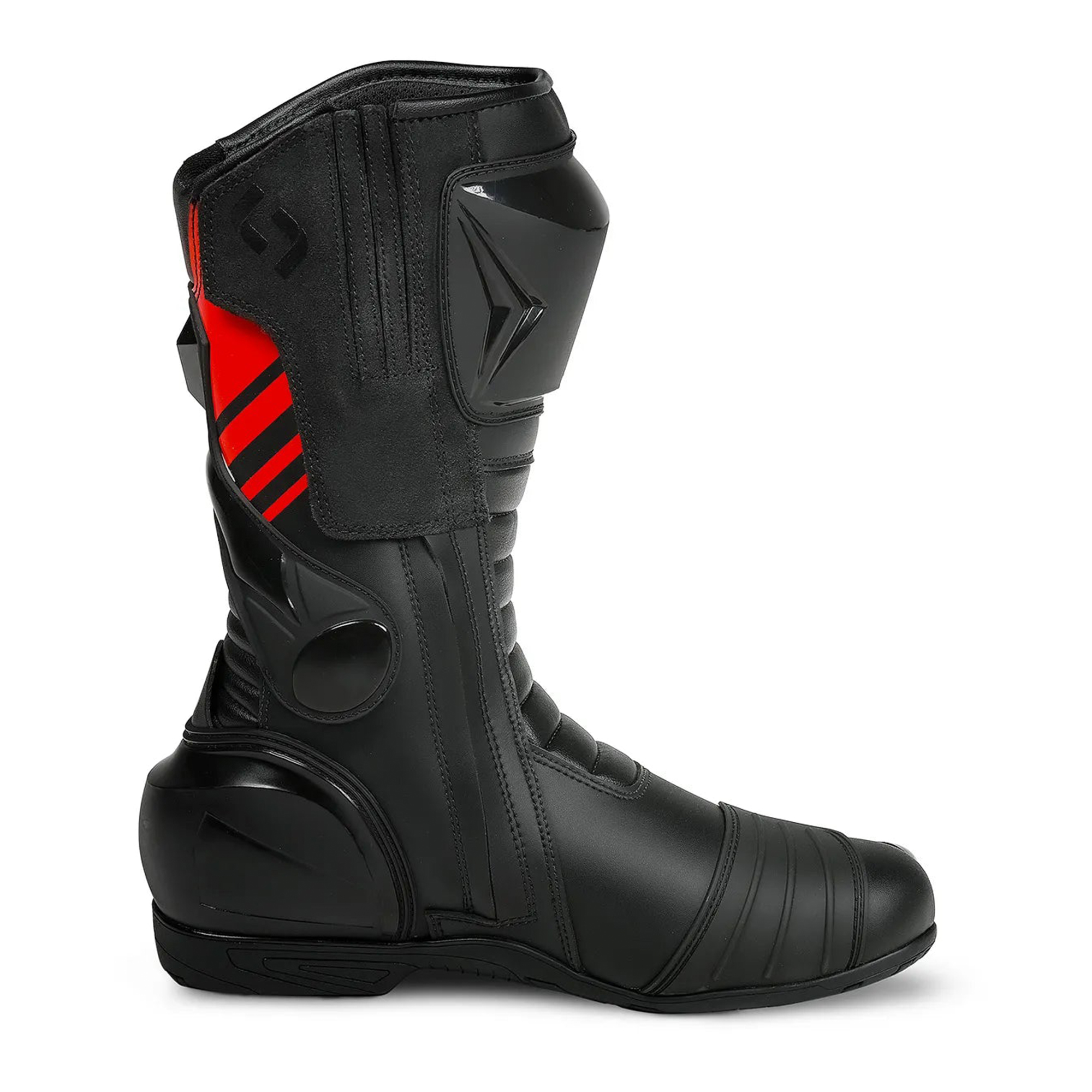 Men's Leather Motorcycle Racing Boots - Black & Red Protective Sport Bike Riding Shoes - Image 2
