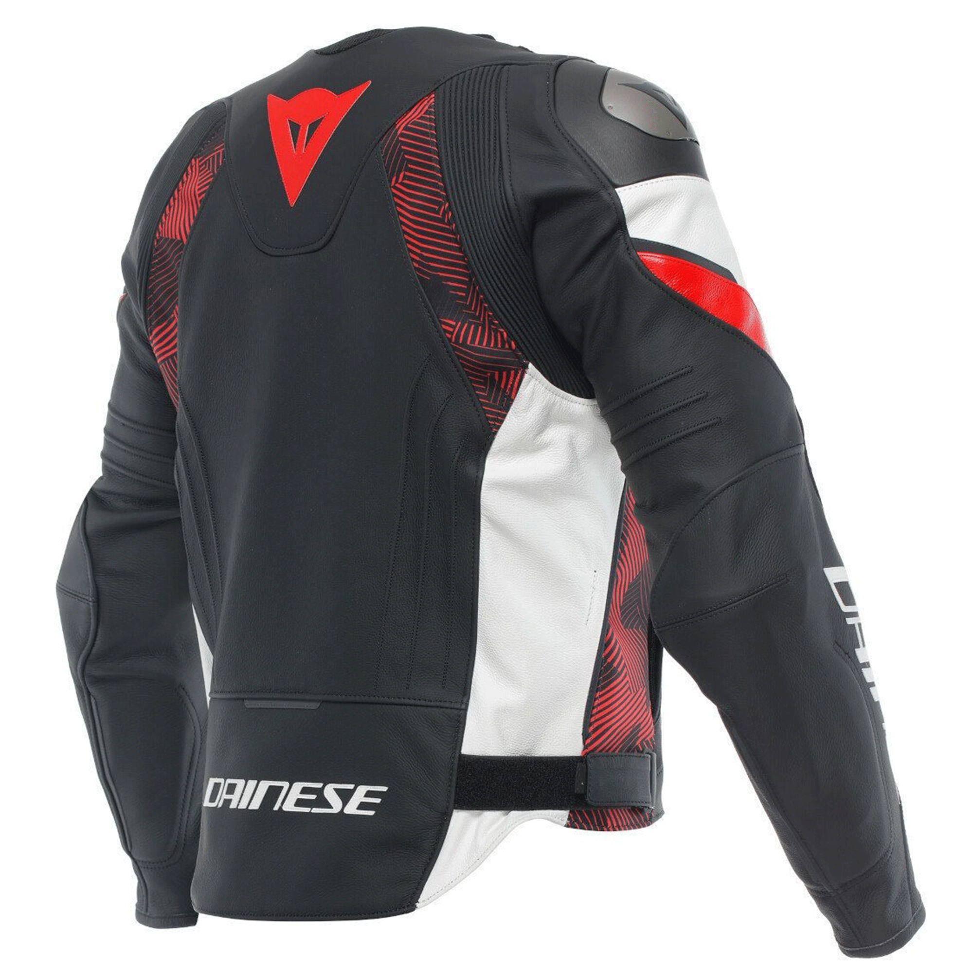 Dainese Racing 4 Leather Motorcycle Jacket Black, White & Red Edition - Image 2