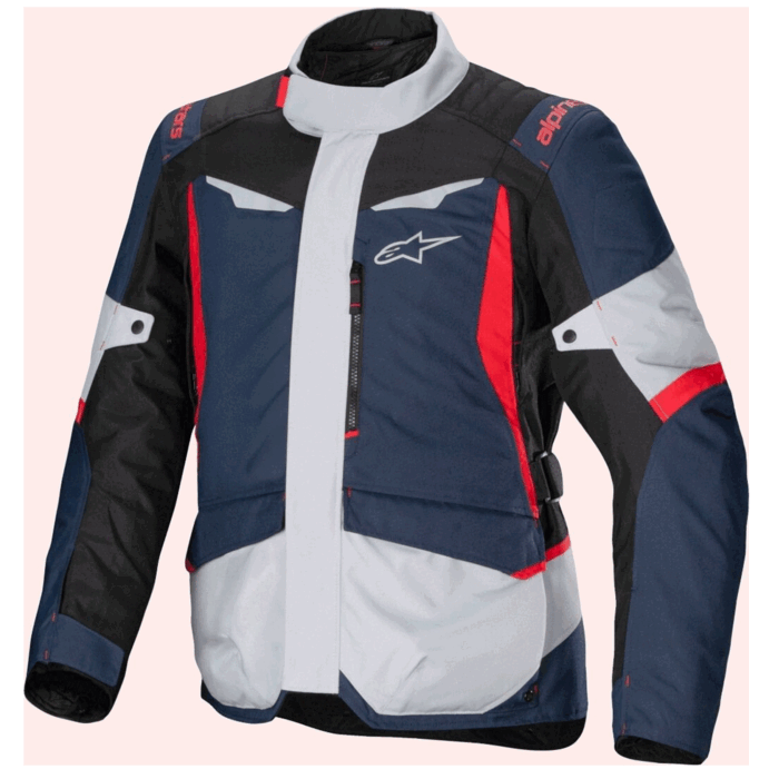 Alpinestars Andes v3 Drystar Waterproof Motorcycle Jacket Ice Gray, Blue & Red Edition