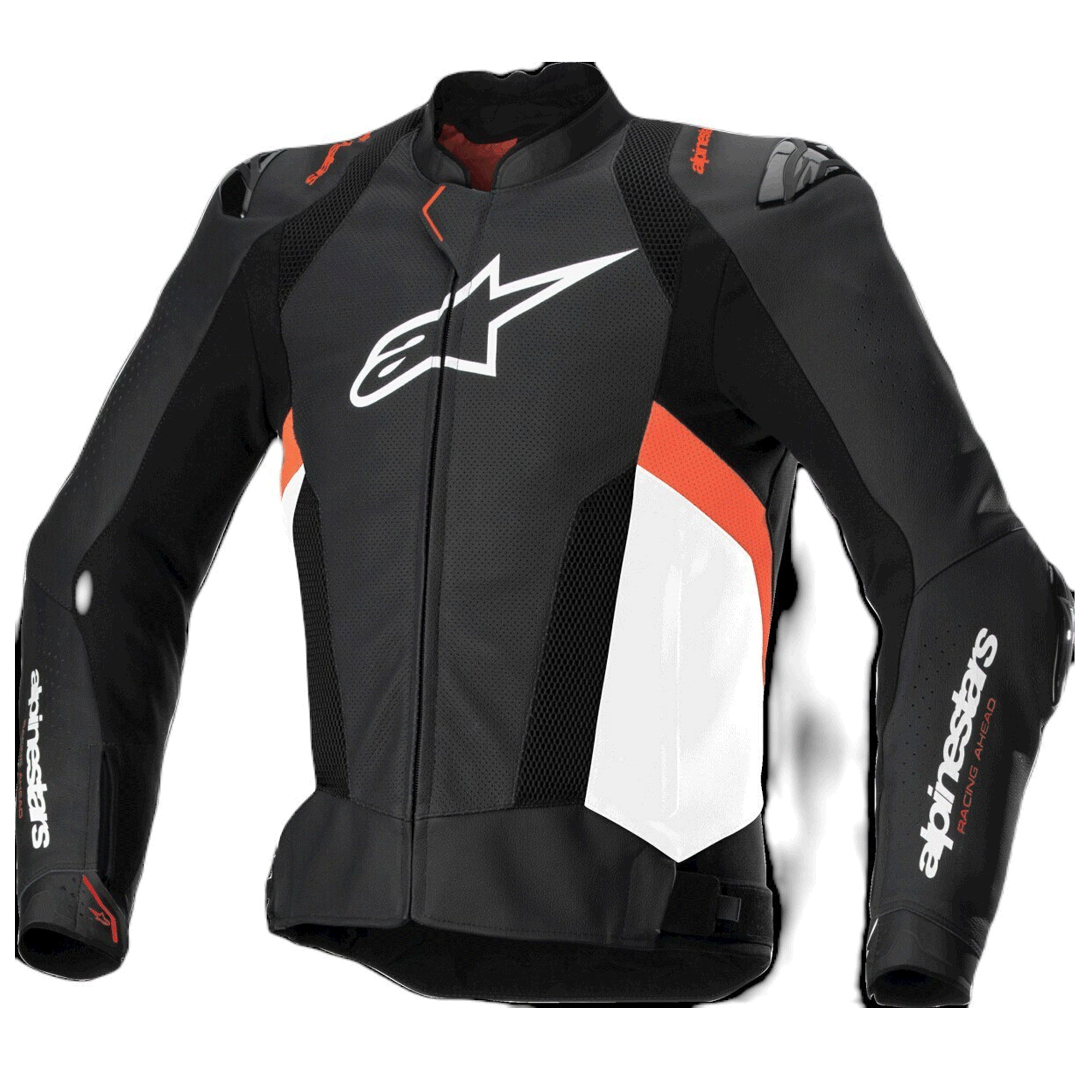 Alpinestars Missile V3 Airflow Premium Leather Motorcycle Jacket / Suit - Black, White & Fluo Red