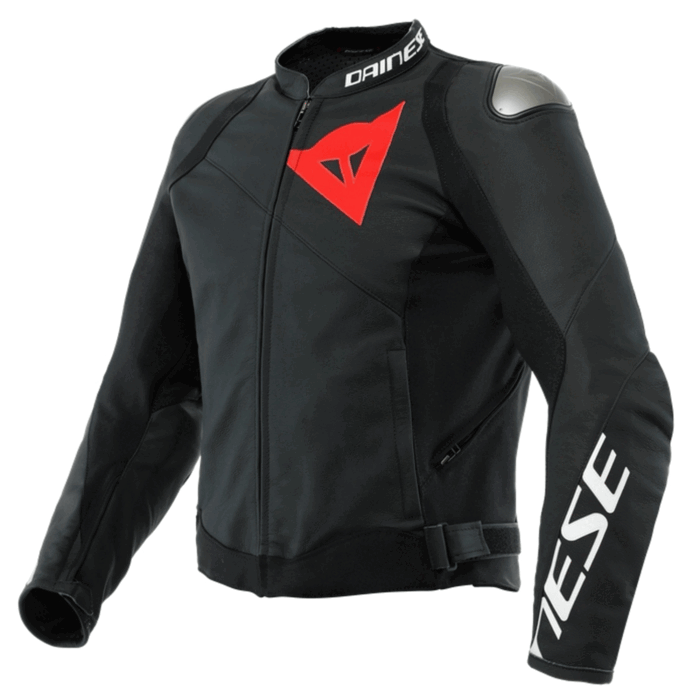 Dainese Racing 3 Leather Motorcycle Jacket Black, White & Red Edition
