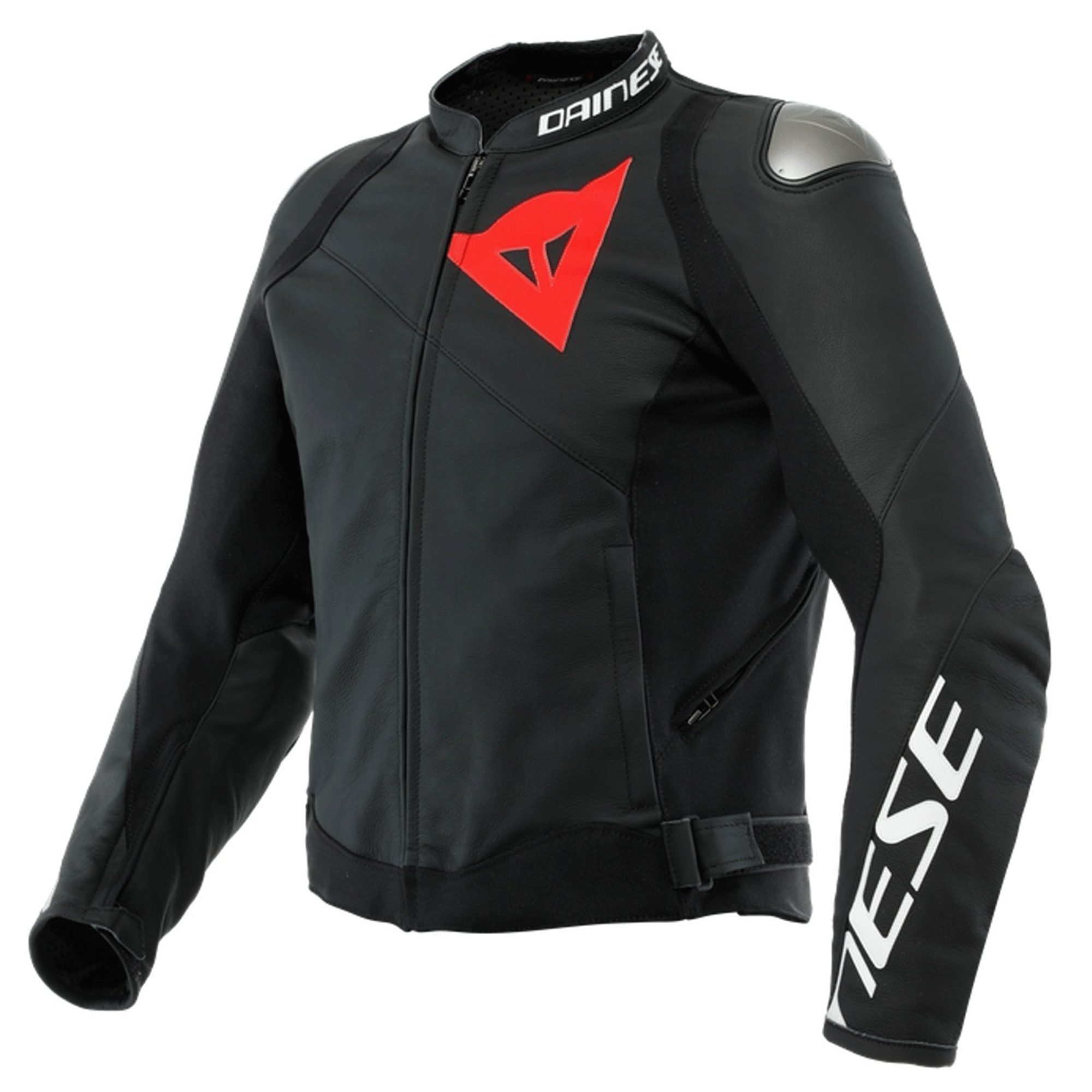 Dainese Racing 3 Leather Motorcycle Jacket Black, White & Red Edition