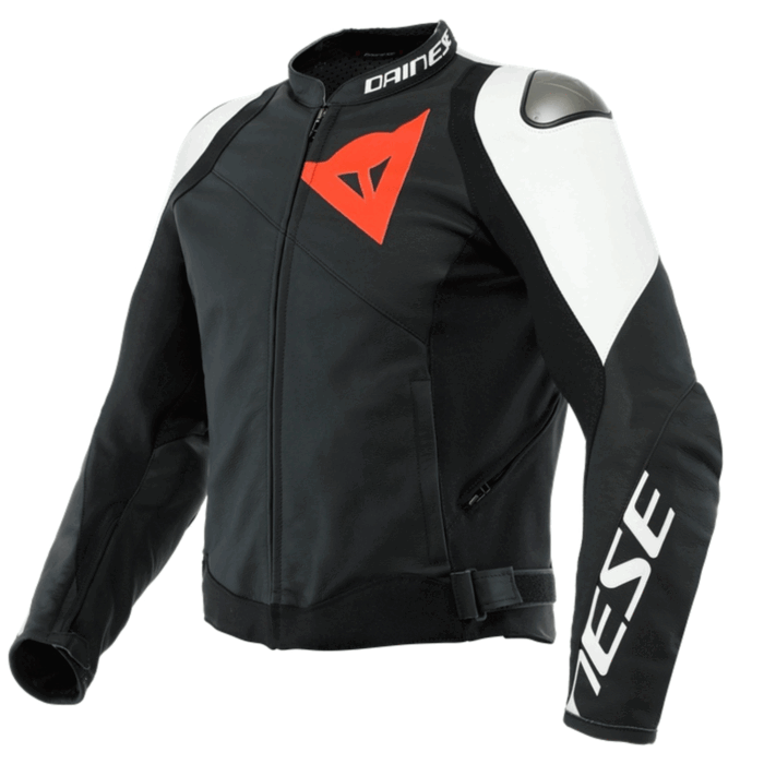 Dainese Racing 3 Leather Motorcycle Jacket Black, White & Red Edition