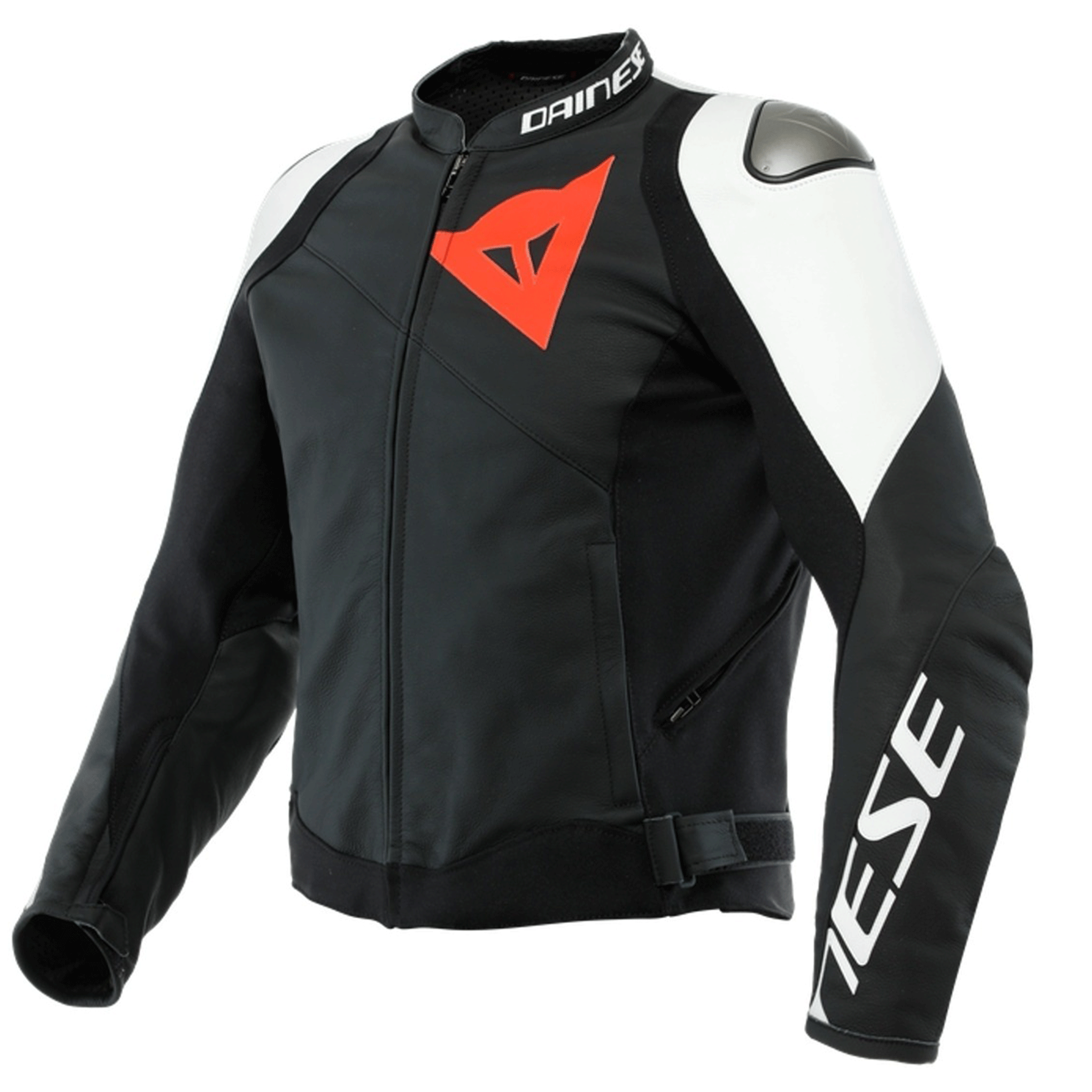 Dainese Racing 3 Leather Motorcycle Jacket Black, White & Red Edition