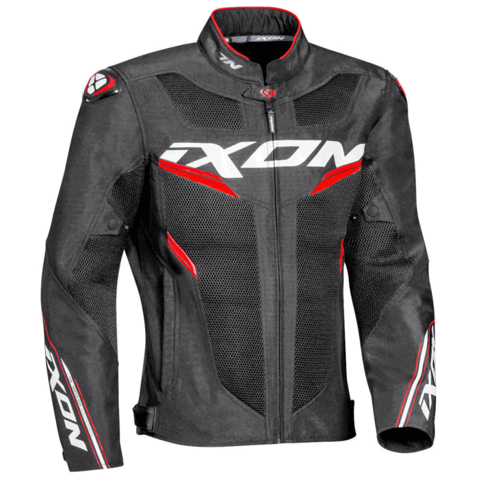 Ixon Gyro Fabric Motorcycle Mesh Jacket Black, White & Red Edition
