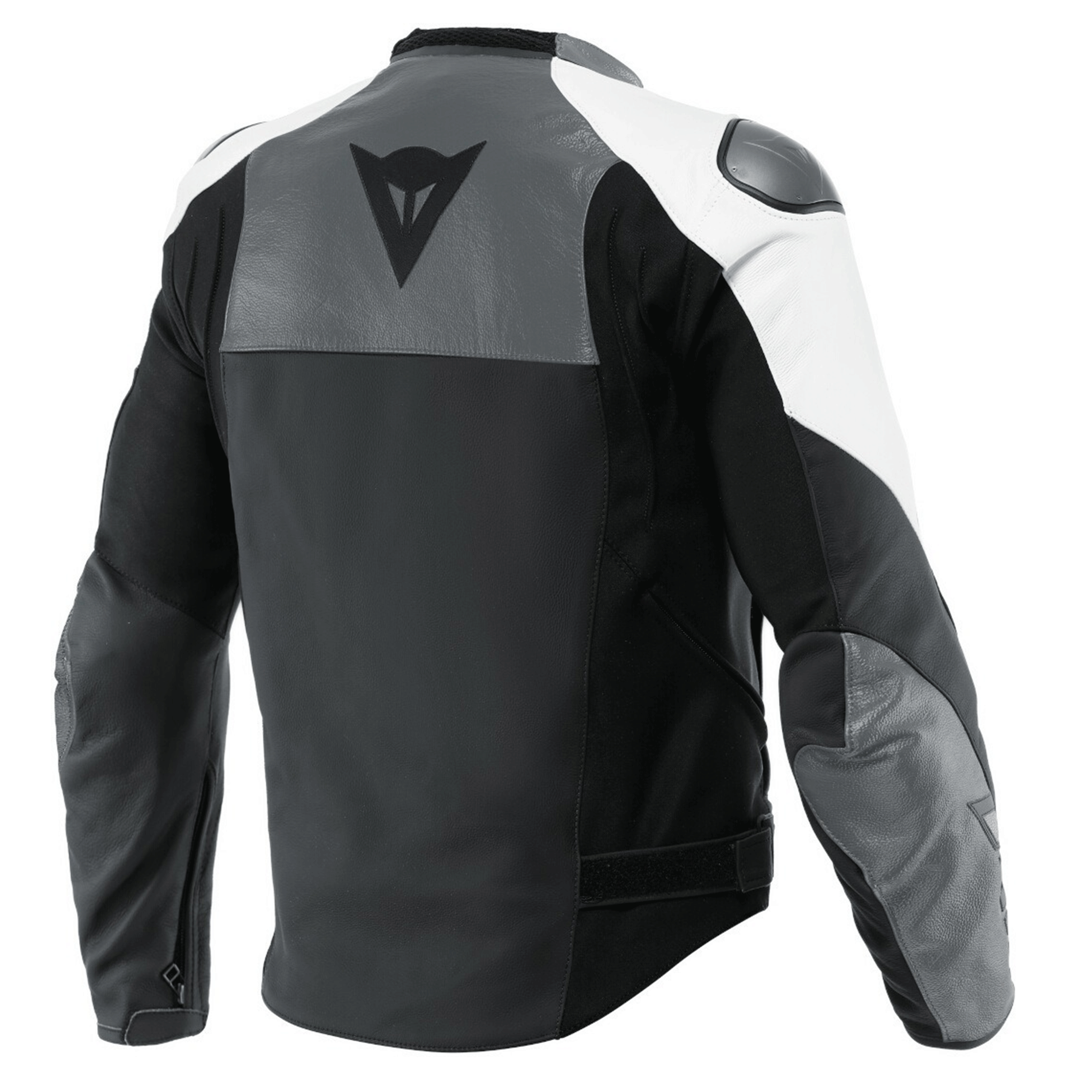 Dainese Racing 3 Leather Motorcycle Jacket Black, White & Charcoal Grey Edition - Image 2