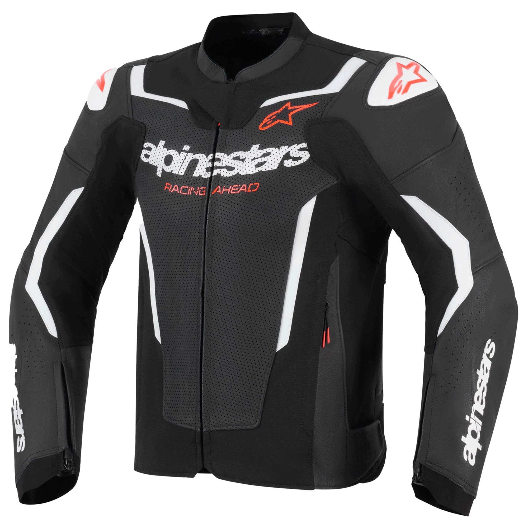 Alpinestars GP Force Racing Ahead Edition Black, White & Red Leather Motorcycle Jacket