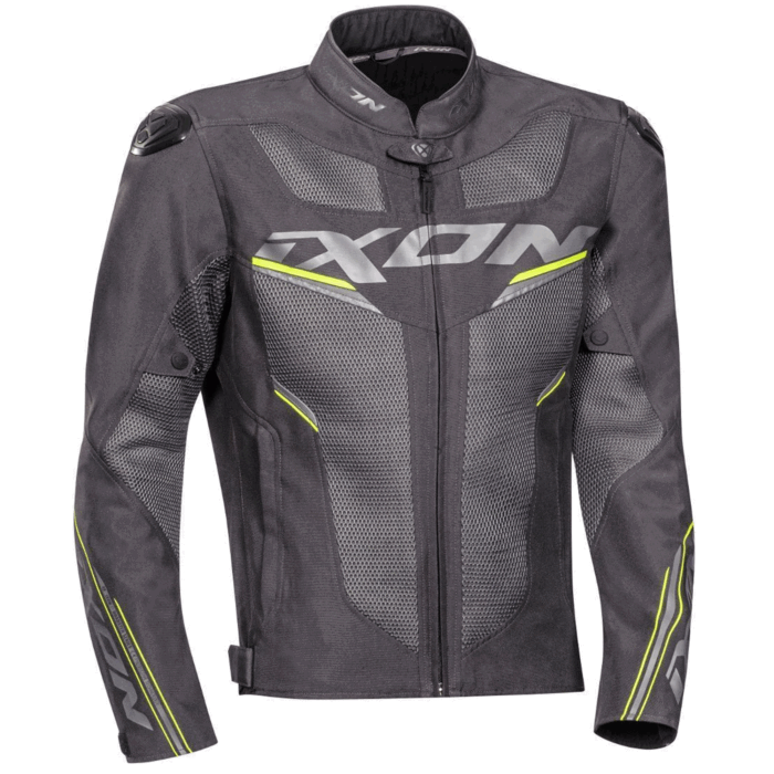 Ixon Gyro Fabric Motorcycle Mesh Jacket Anthracite Gray, Black & Bright Yellow Edition