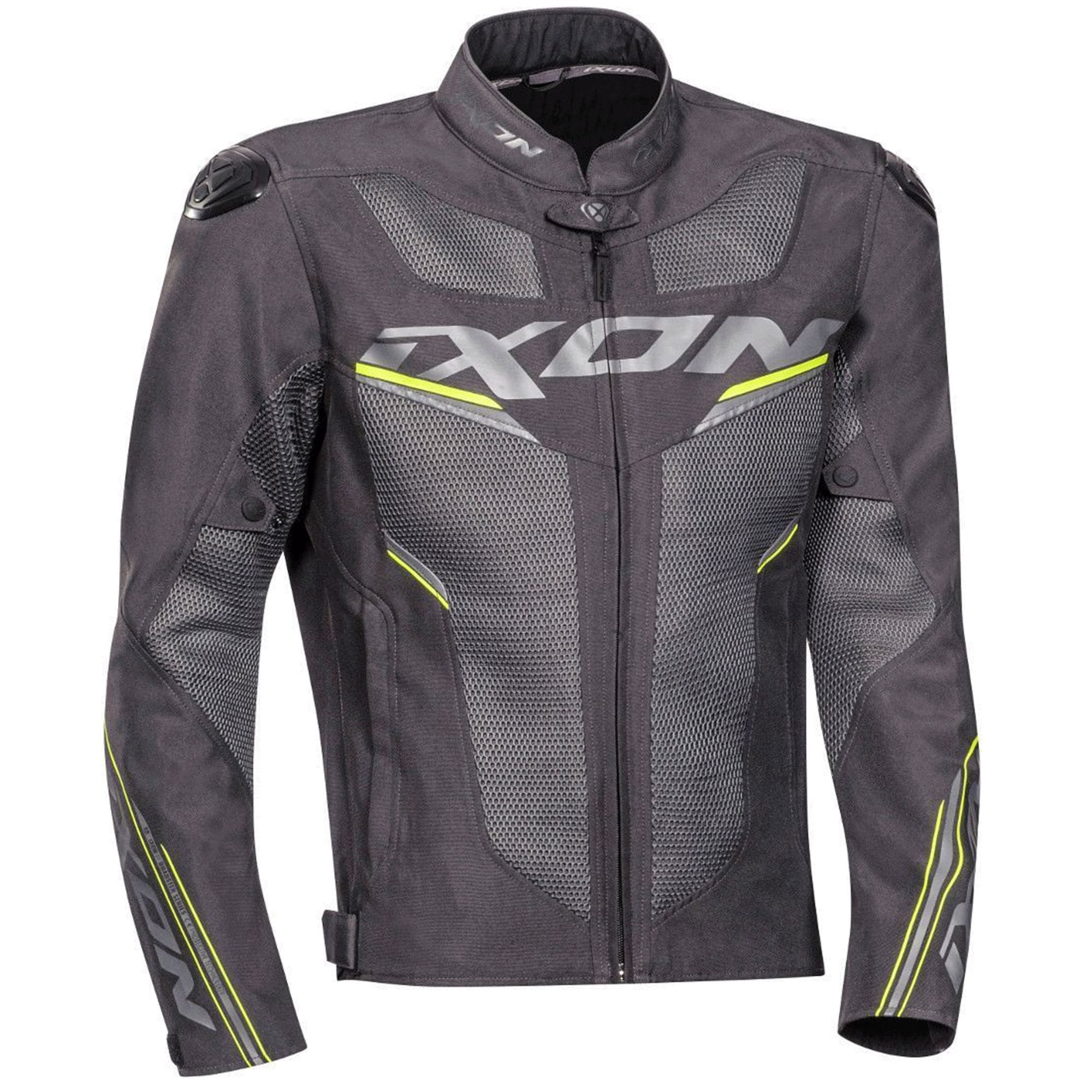 Ixon Gyro Fabric Motorcycle Mesh Jacket Anthracite Gray, Black & Bright Yellow Edition