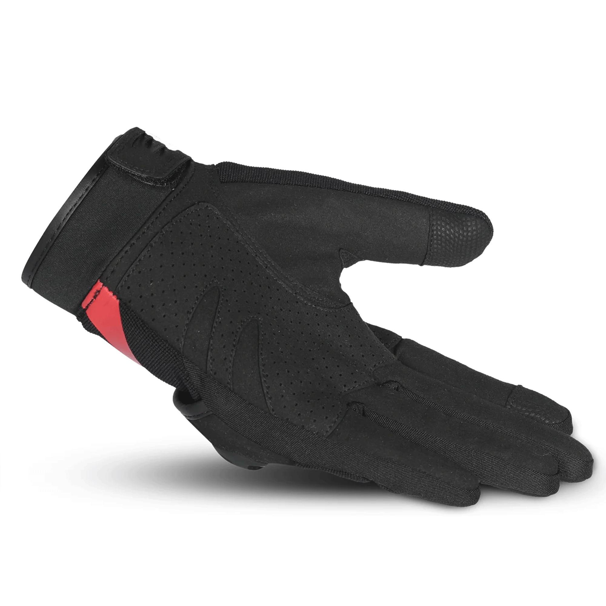 Tactical Vented Hard Knuckle Motorcycle Gloves – Stealth Black & Racing Red - Image 3